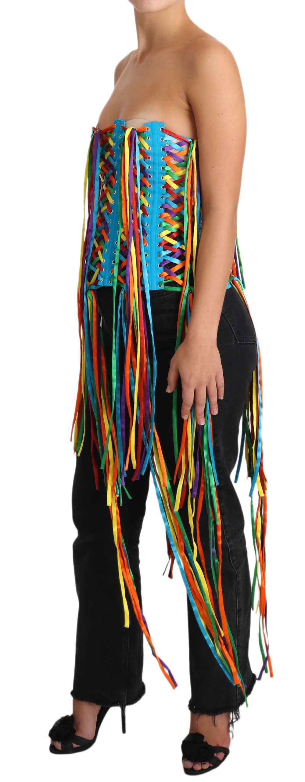 Dolce & Gabbana Multicolor Strings Bustier Polyester Corset Women's Top