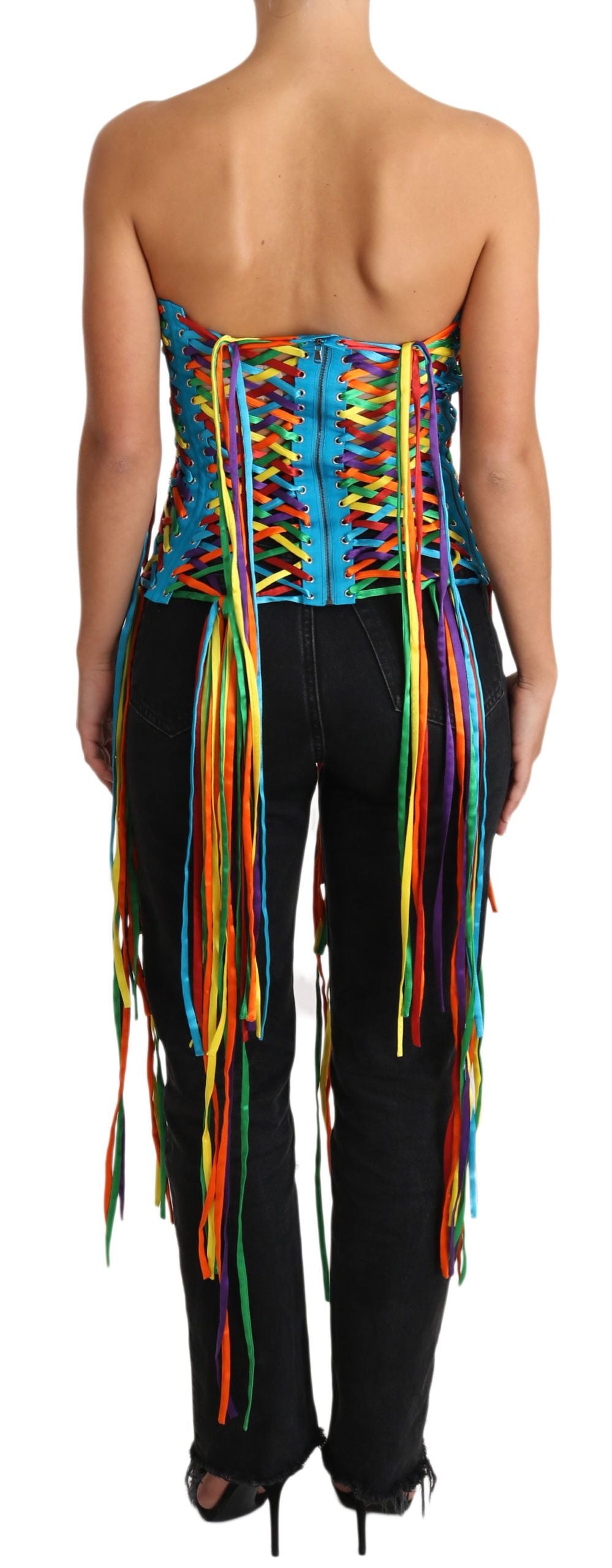 Dolce & Gabbana Multicolor Strings Bustier Polyester Corset Women's Top