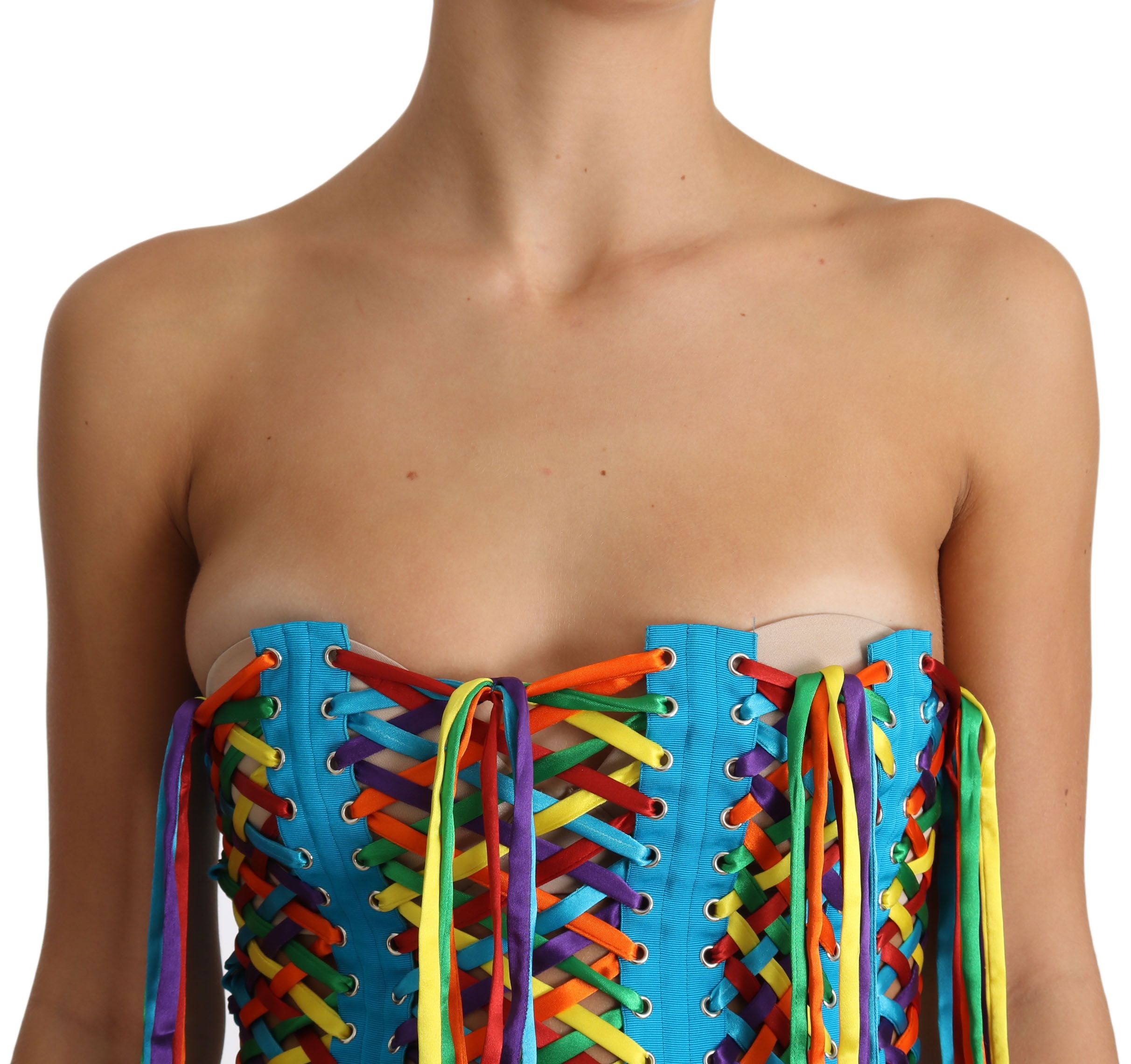 Dolce & Gabbana Multicolor Strings Bustier Polyester Corset Women's Top