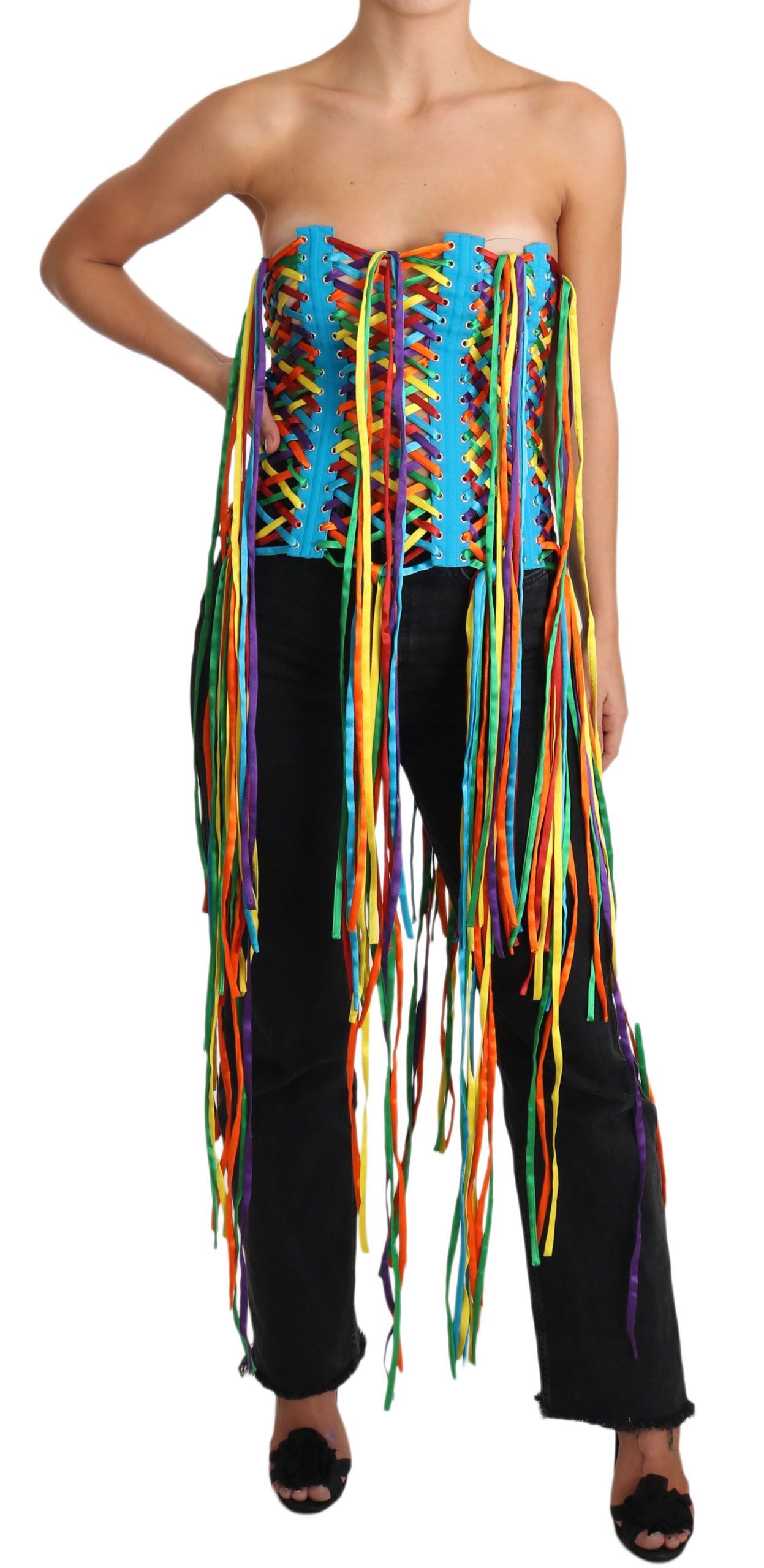Dolce & Gabbana Multicolor Strings Bustier Polyester Corset Women's Top