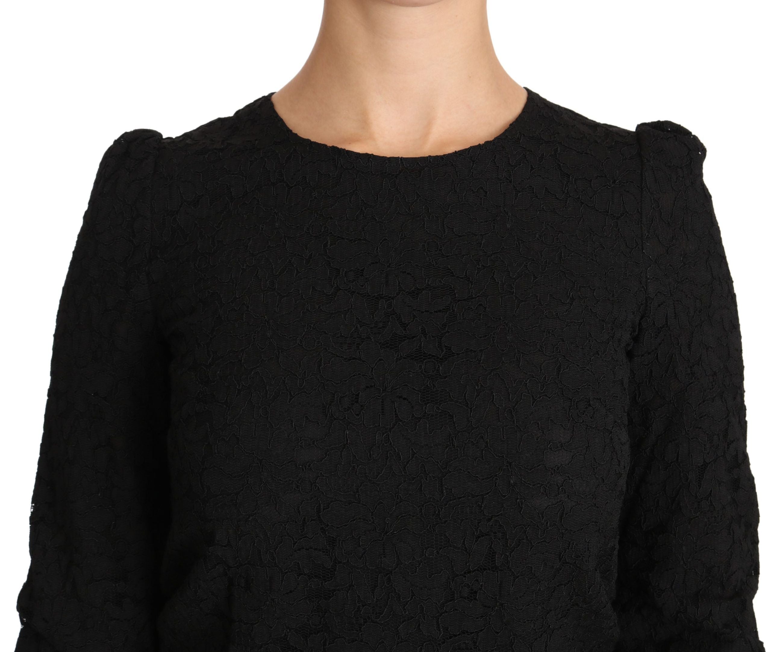 Dolce & Gabbana Elegant Black Floral Crewneck Women's Blouse