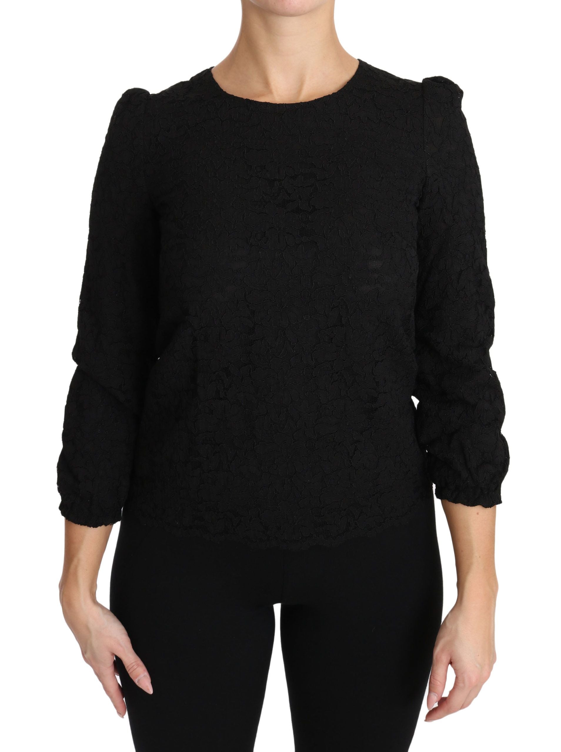 Dolce & Gabbana Elegant Black Floral Crewneck Women's Blouse