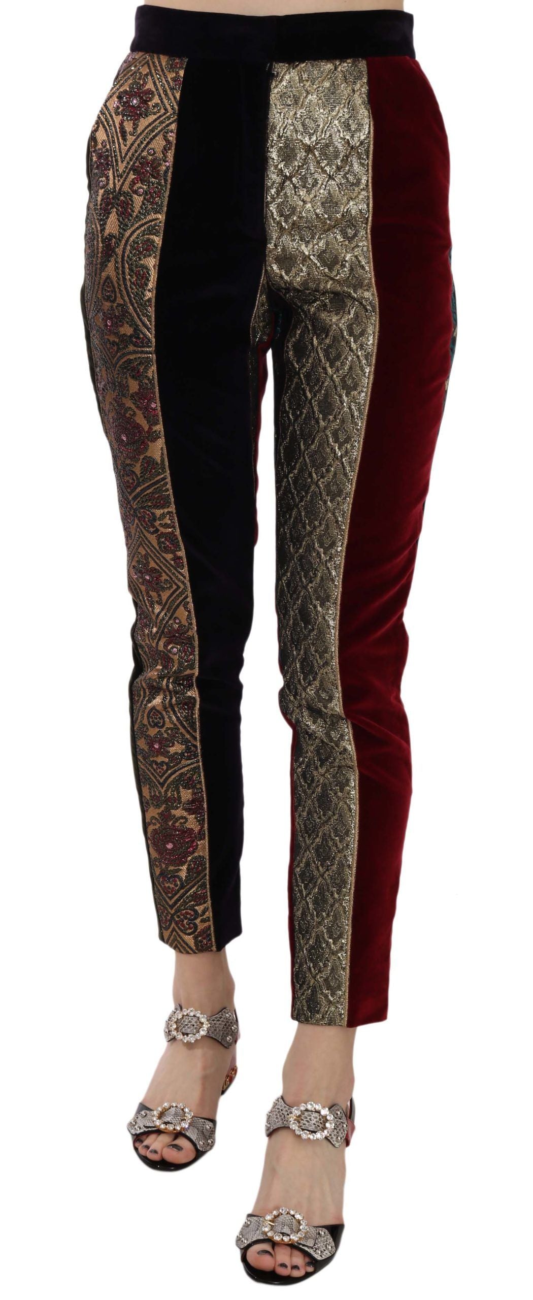 Dolce & Gabbana Multicolor Jacquard Cropped Tapered Women's Pants