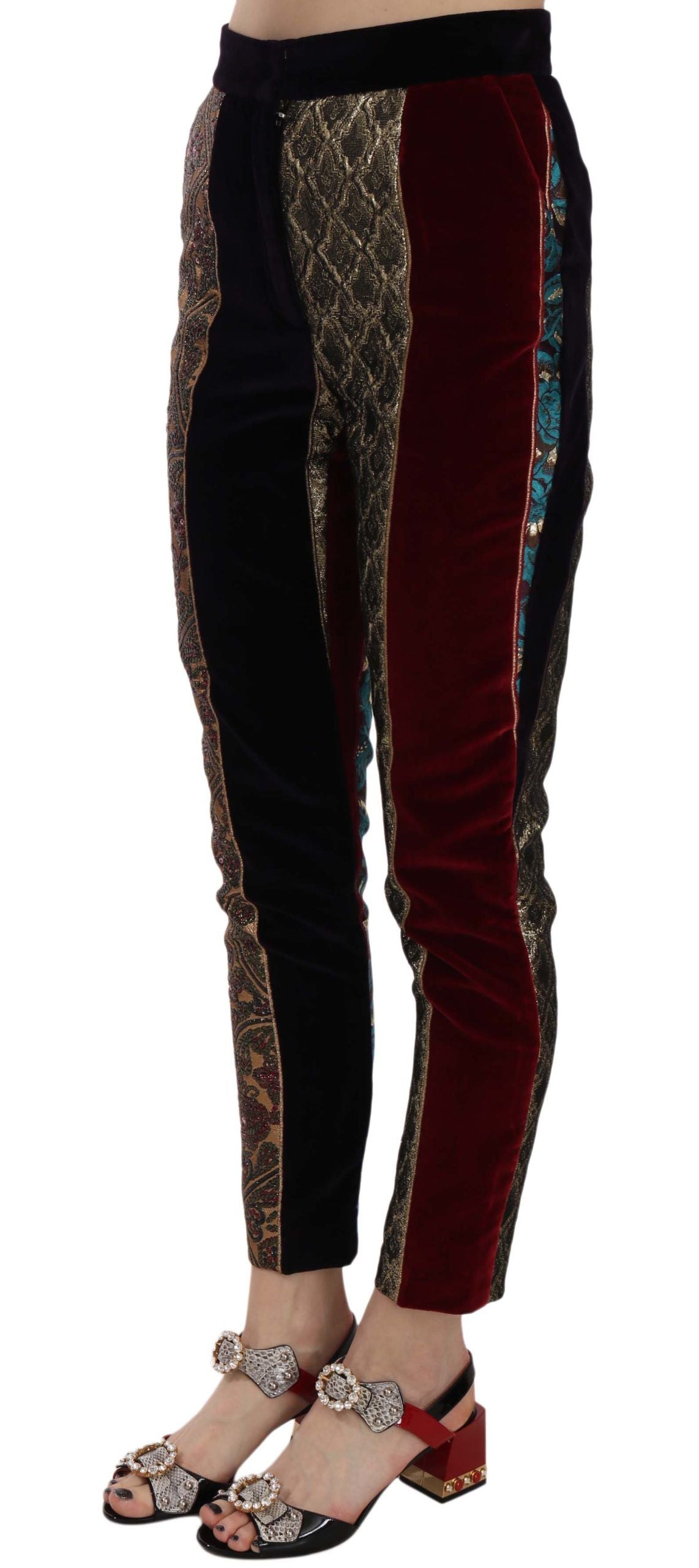 Dolce & Gabbana Multicolor Jacquard Cropped Tapered Women's Pants