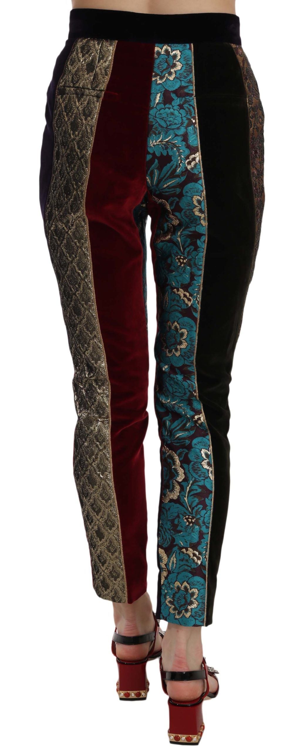 Dolce & Gabbana Multicolor Jacquard Cropped Tapered Women's Pants