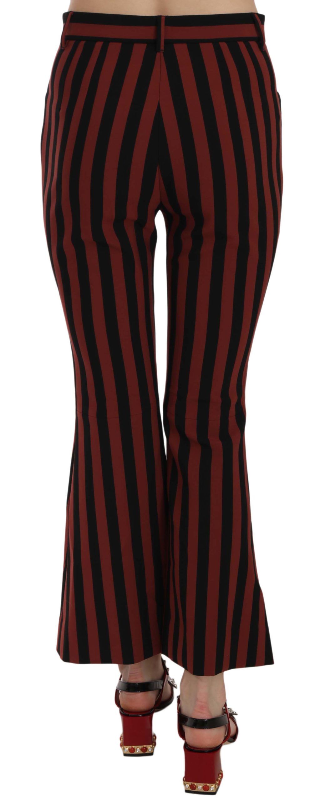 Dolce & Gabbana Black Amaranth Stripe Cropped Flared Women's Pants