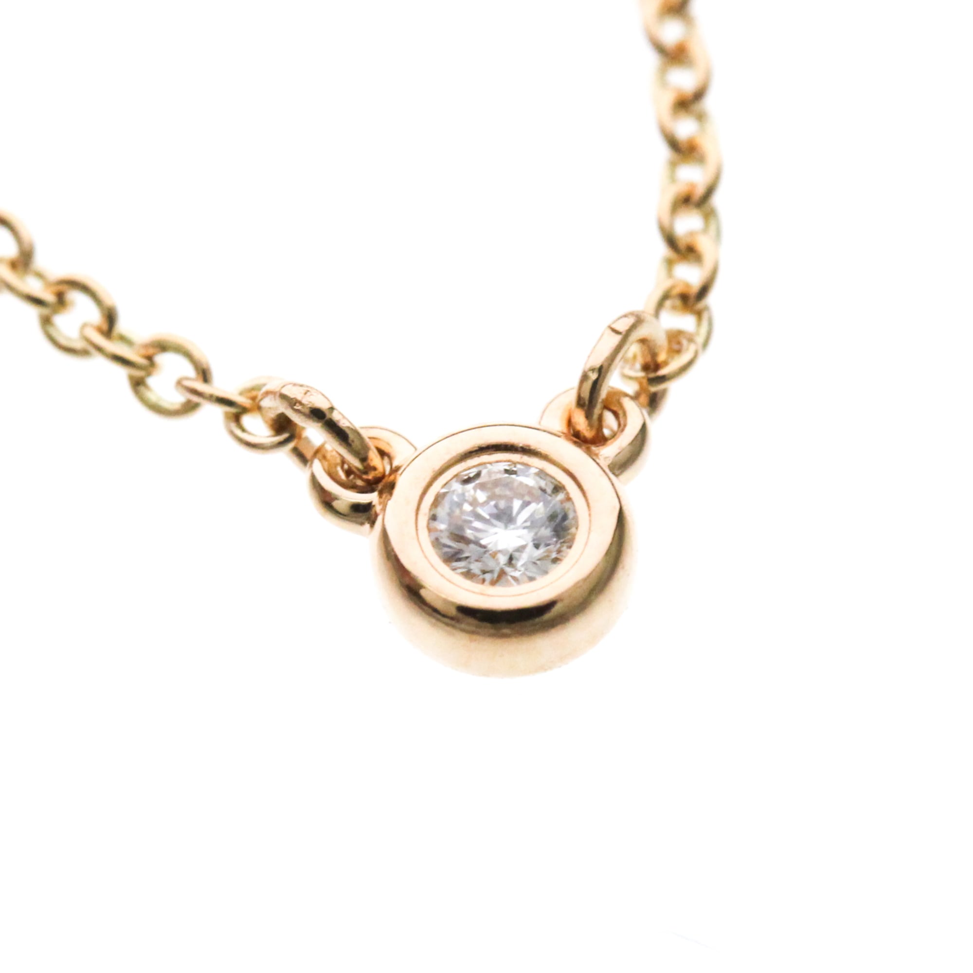 Tiffany & Co. Elsa Peretti Diamonds By The Yard Pendant 18K Rose Gold With Diamond Gold Pink_Gold Necklace Jewelry (Pre-Owned)
