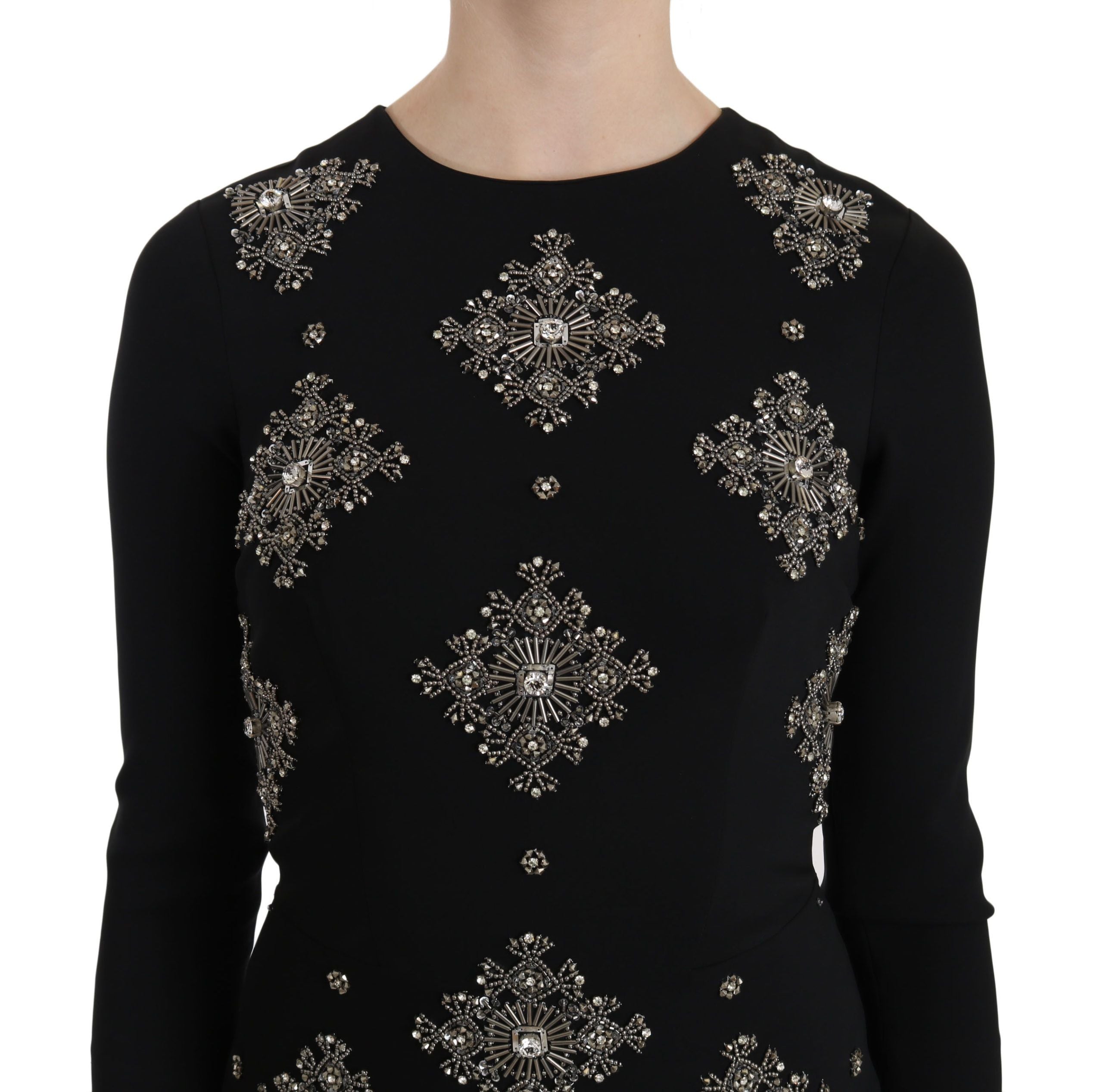 John Richmond Black Crystal Stretch Mini Shift Women's Dress