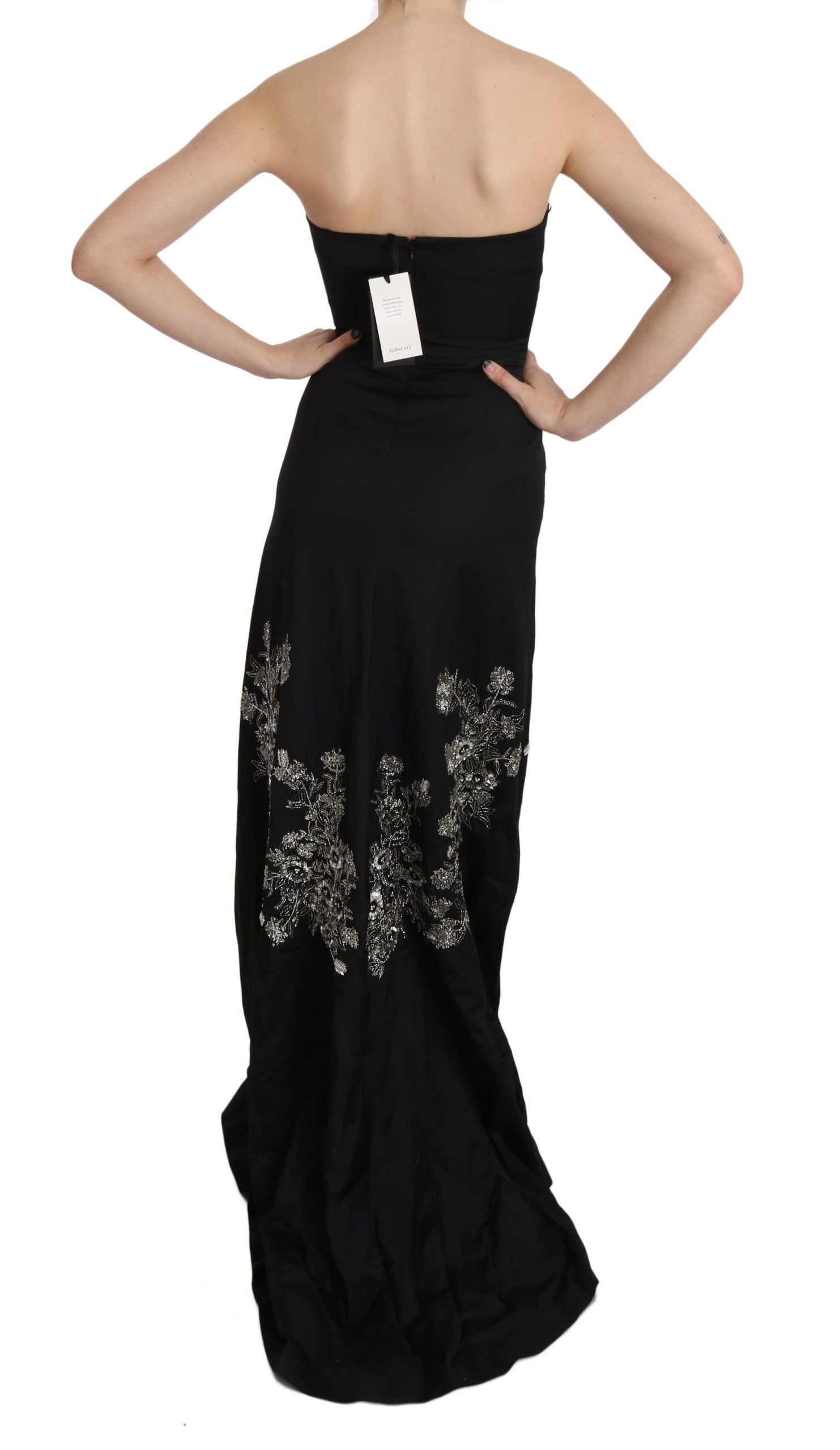 John Richmond Black Sequined Flare Ball Gown Women's Dress