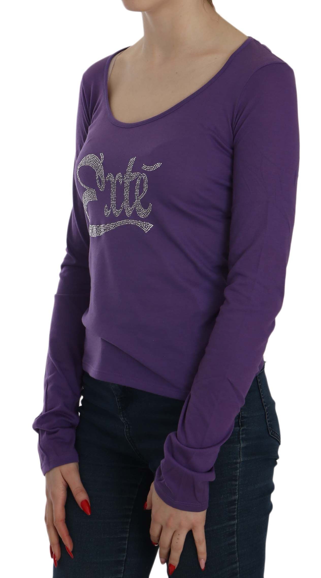 Exte Purple Crystal Embellished Long Sleeve Casual Women's Top