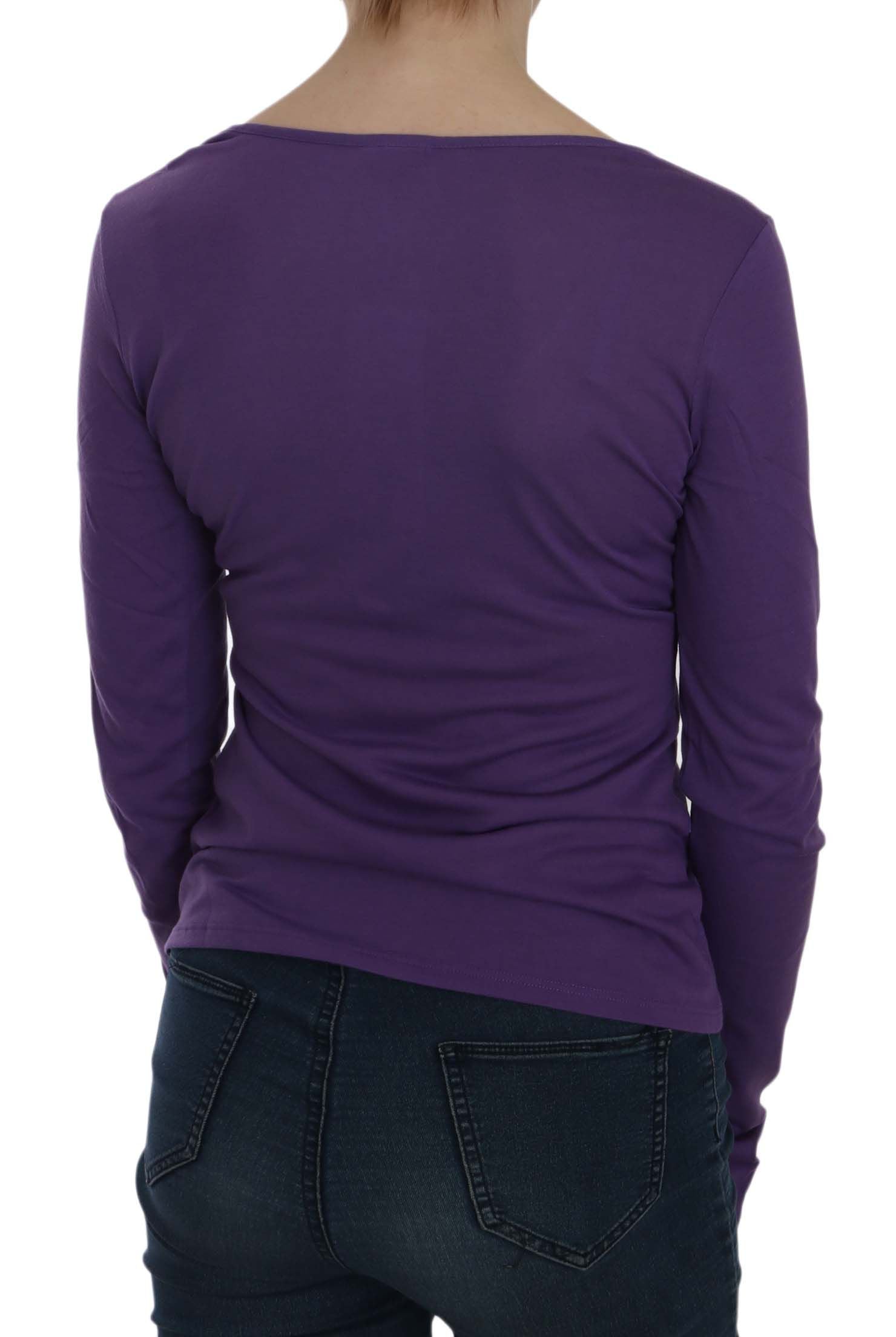 Exte Purple Crystal Embellished Long Sleeve Casual Women's Top