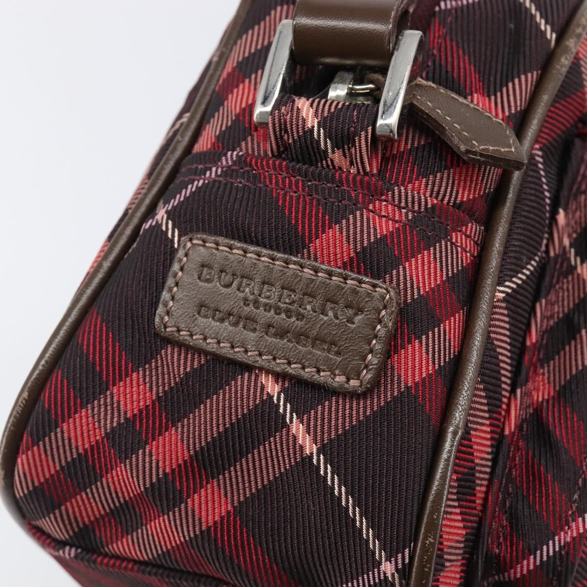 Burberry Nova Check Blue Label Nylon Burgundy Nylon Shoulder Bag Bag (Pre-Owned)