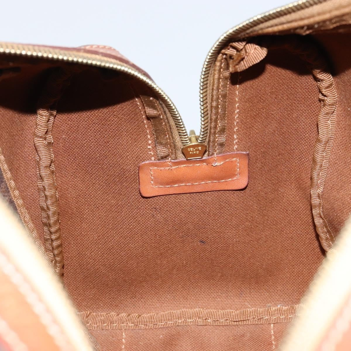 Celine Vintage Macadam Boston Canvas Brown Canvas Handbag (Pre-Owned)