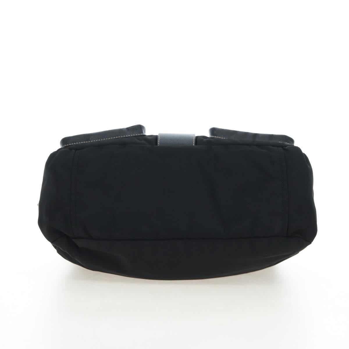 Prada Double Pocket Buckle Flap Tessuto And Leather Black Nylon Handbag (Pre-Owned)