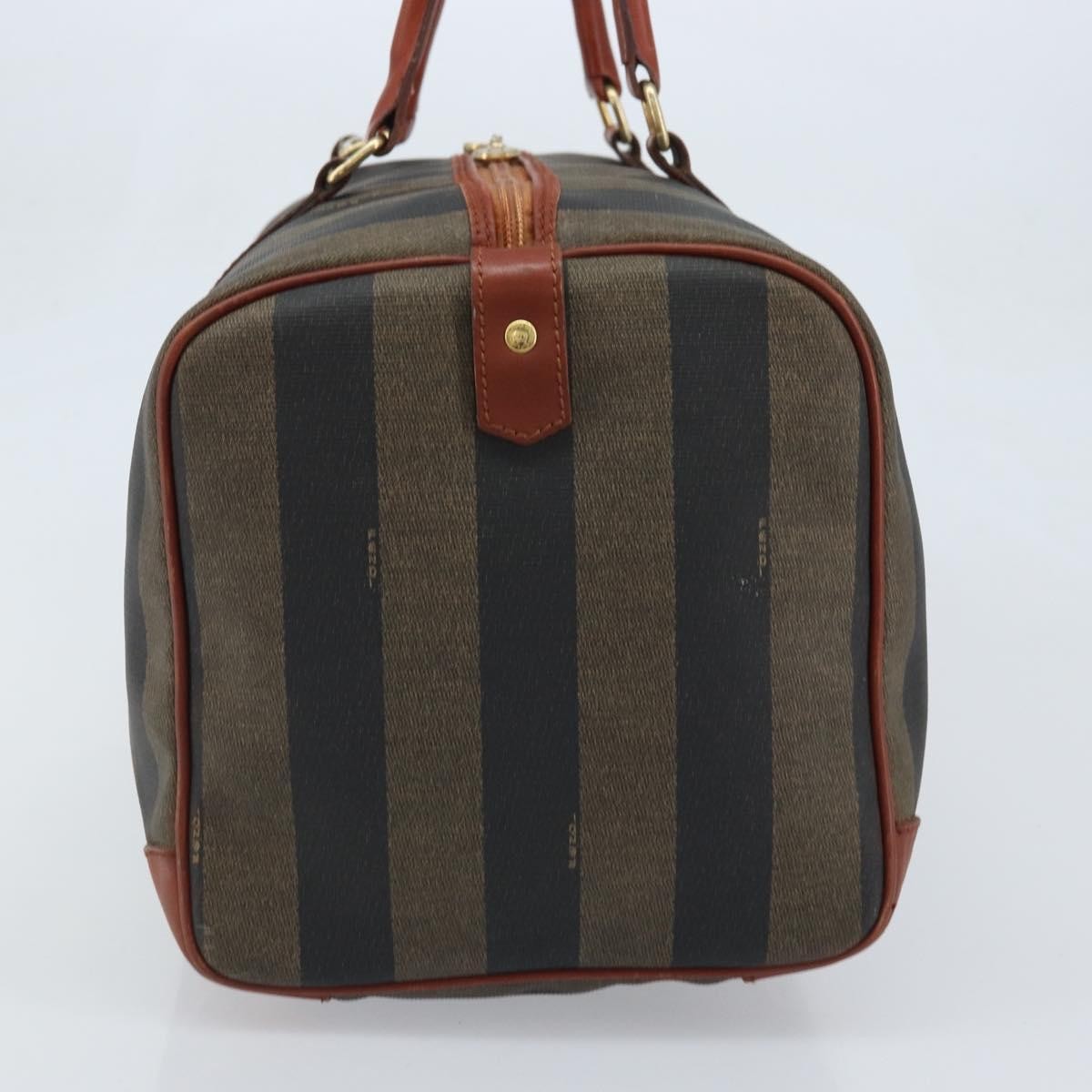Fendi Vintage Pequin Boston Coated Canvas Brown Canvas Travel Bag Bag (Pre-Owned)