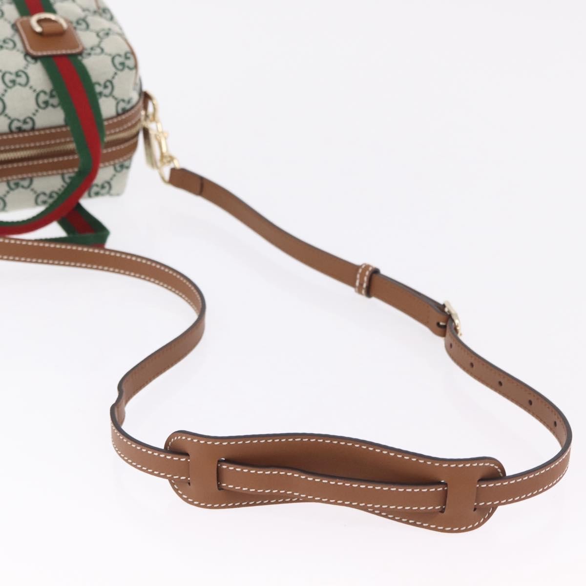 Gucci Web Boston Gg Canvas Green Canvas Handbag (Pre-Owned)