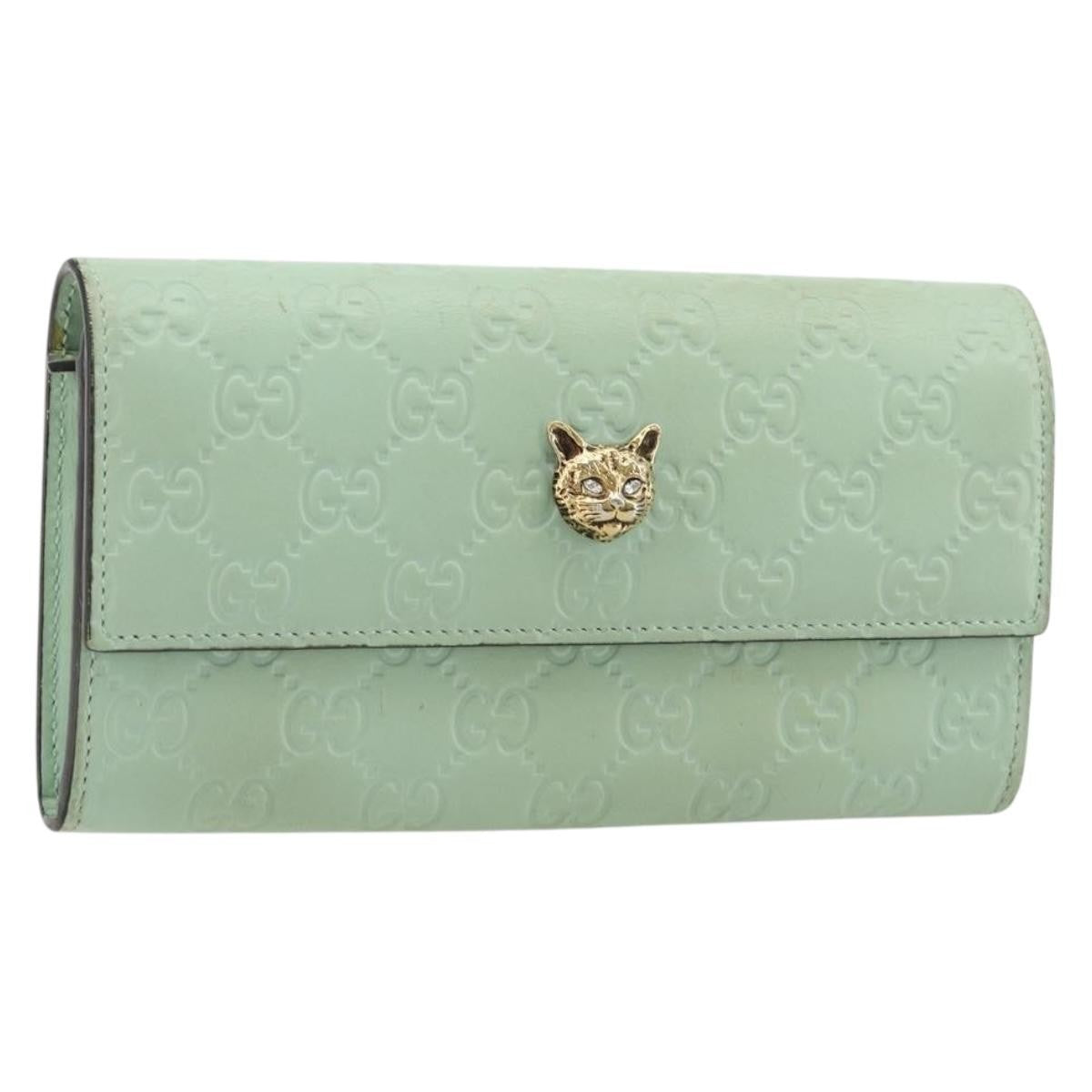 Gucci Guccissima Motif Gg Green Leather Wallets Accessory (Pre-Owned)