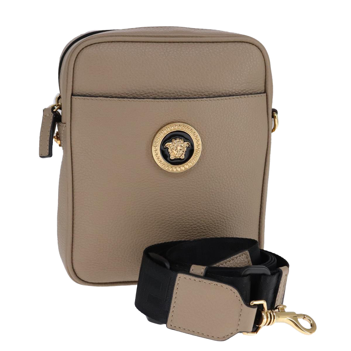 Versace Medusa Beige Leather Shoulder Bag (Pre-Owned)