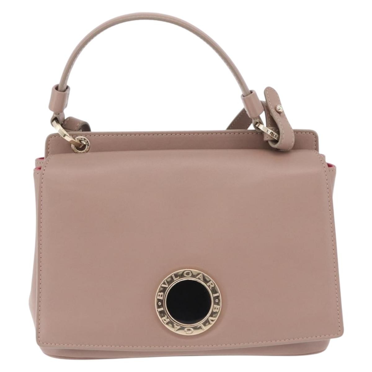Bvlgari Signature Top Handle Leather Beige Leather Handbag (Pre-Owned)
