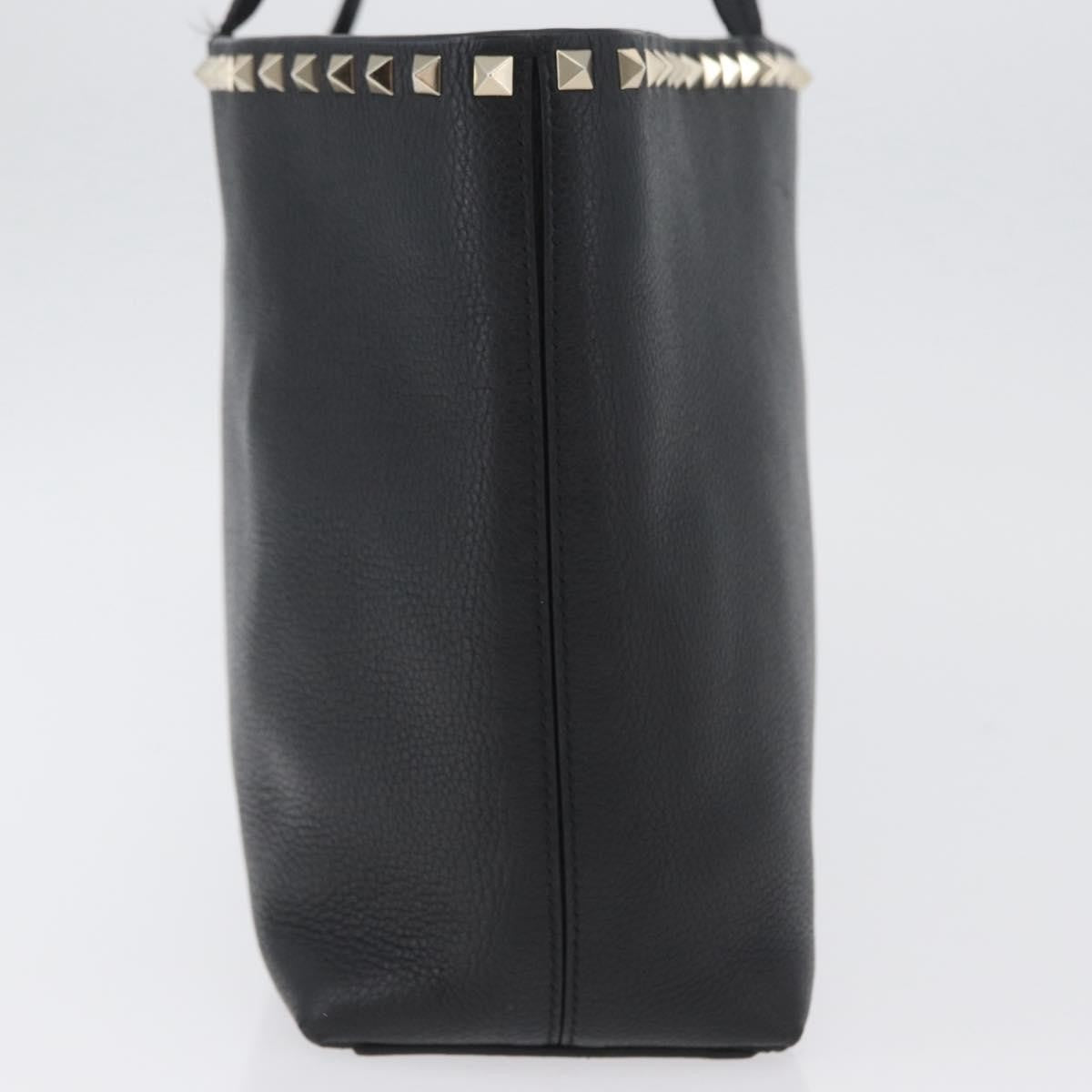 Valentino Garavani Rockstud Shopping Tote Leather Black Leather Tote Bag Bag (Pre-Owned)