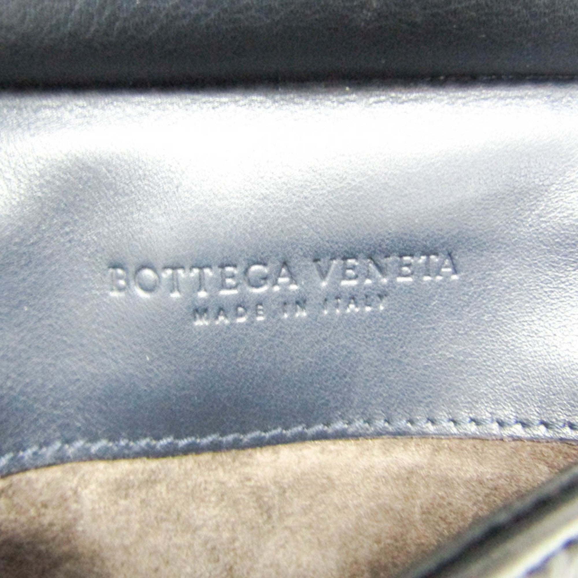 Bottega Veneta Intrecciato Navy Leather Clutch Bag (Pre-Owned)