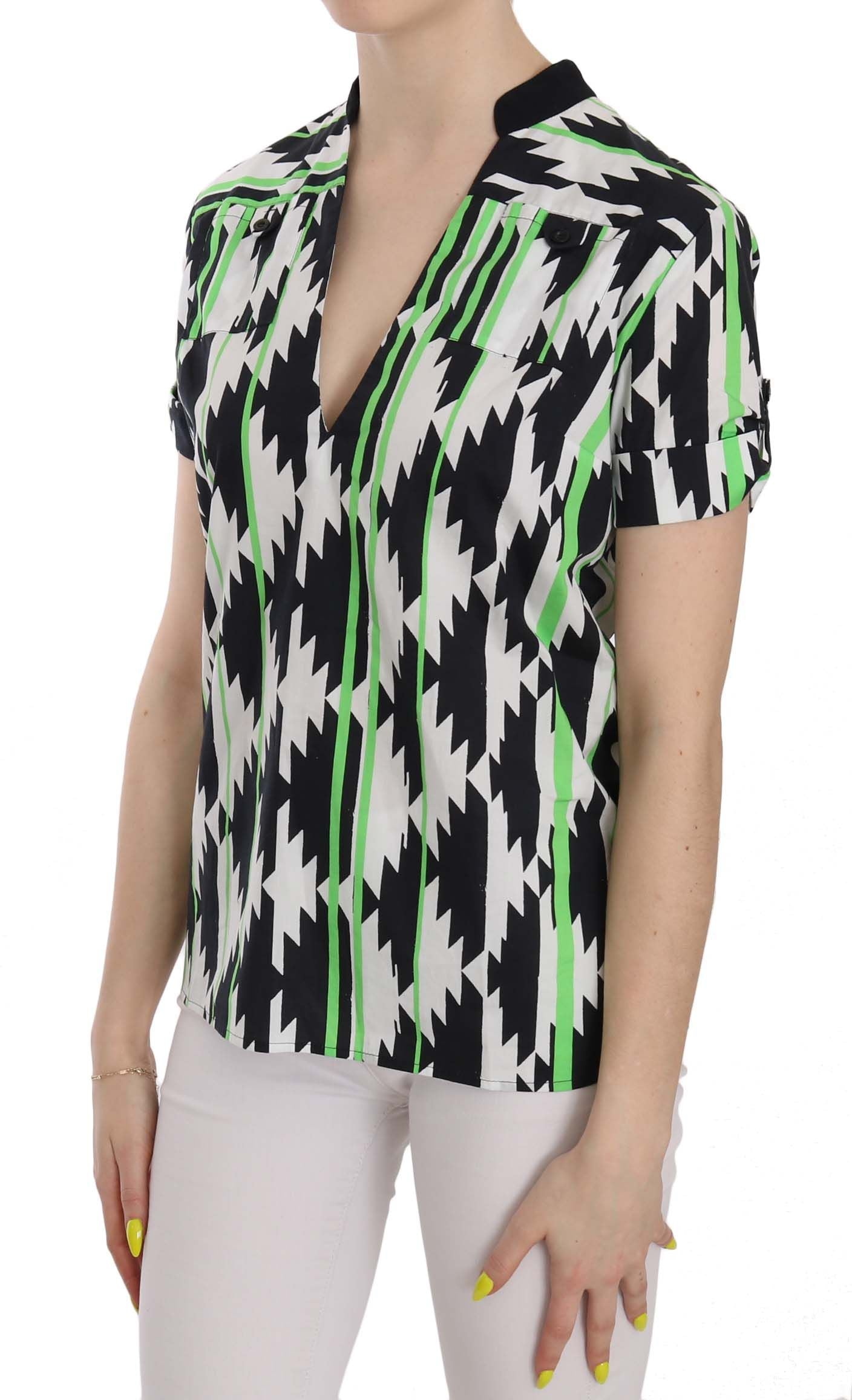 Costume National Multi Color Plunging Top Women's Blouse