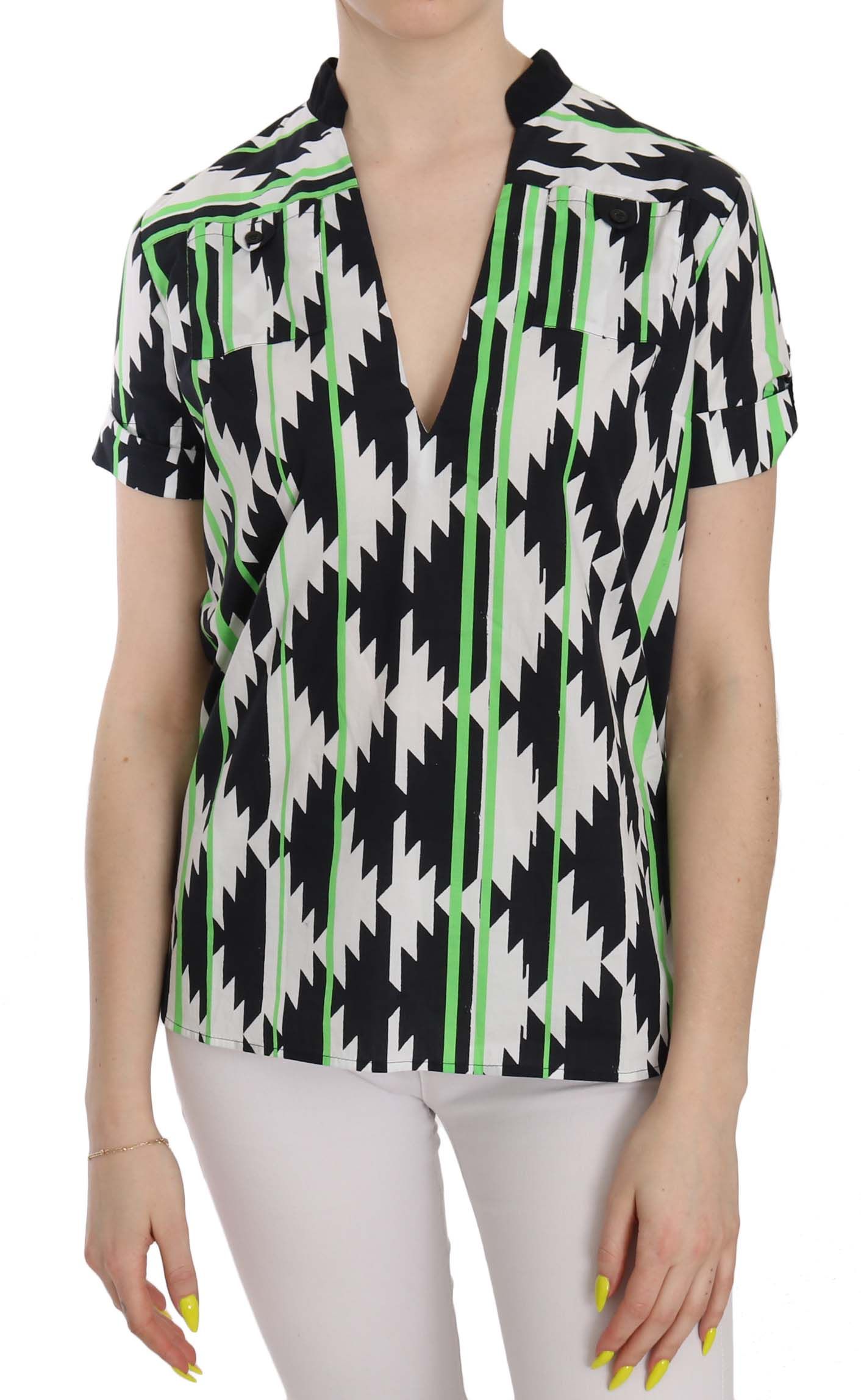 Costume National Multi Color Plunging Top Women's Blouse