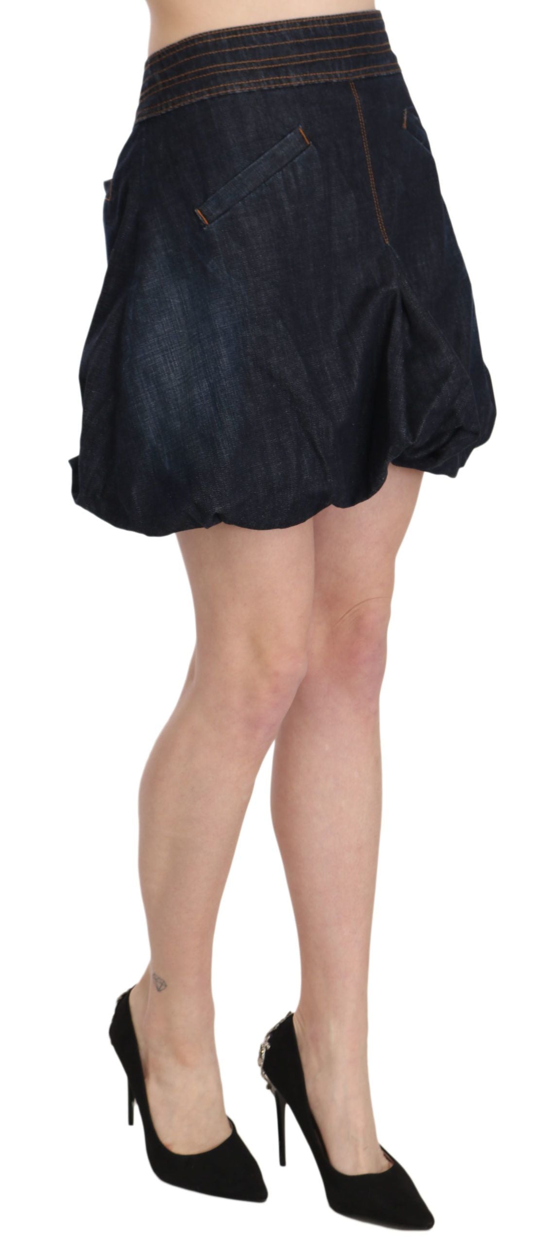 Exte Chic Dark Blue A-Line Mini Women's Skirt