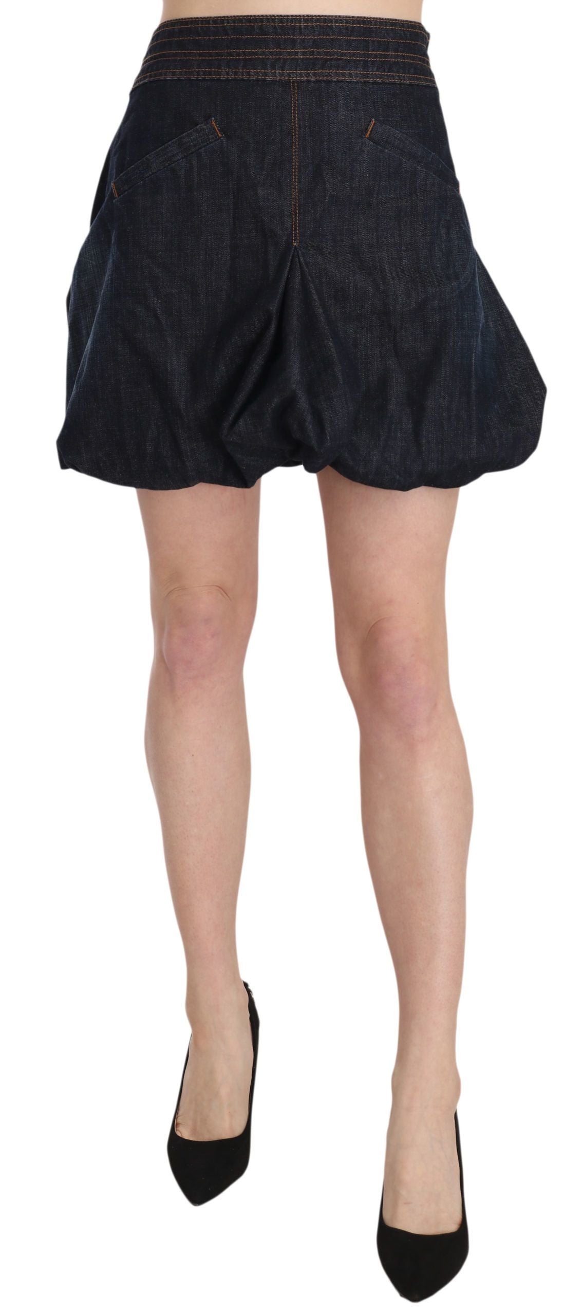 Exte Chic Dark Blue A-Line Mini Women's Skirt
