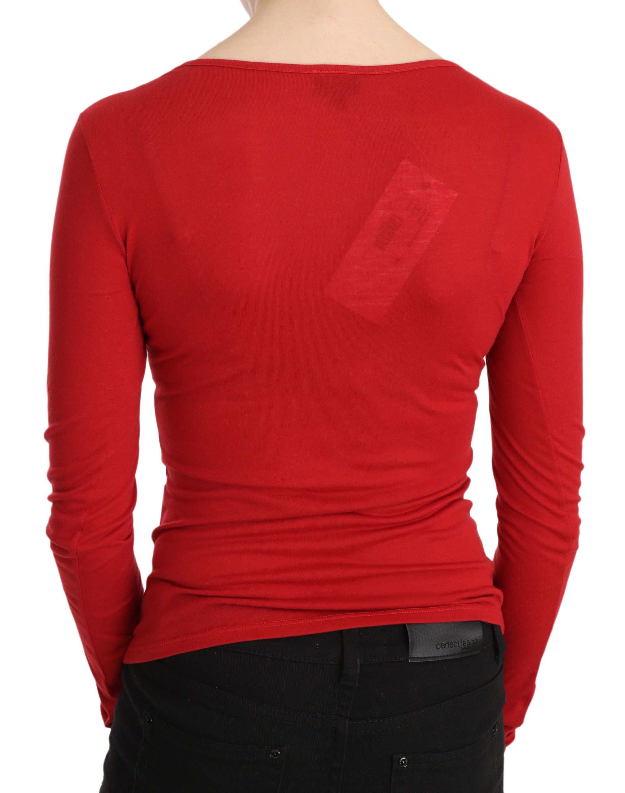 Exte Red Exte Crystal Embellished Long Sleeve Top Women's Blouse