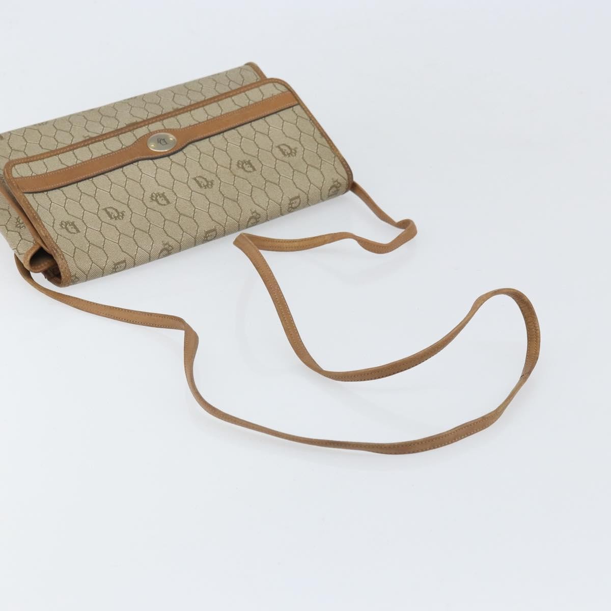 Christian Dior Vintage Honeycomb Canvas And Leather Beige Canvas Shoulder Bag Bag (Pre-Owned)
