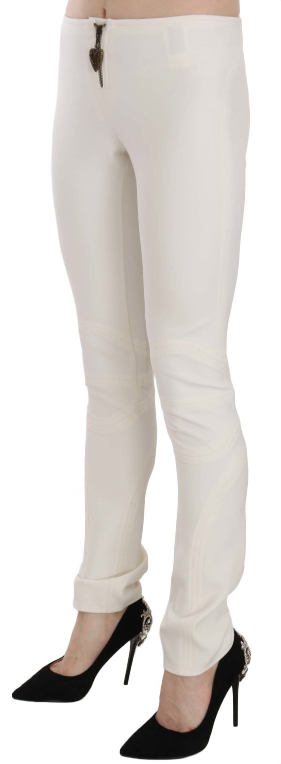 Just Cavalli White Mid Waist Skinny Dress Trousers Women's Pants