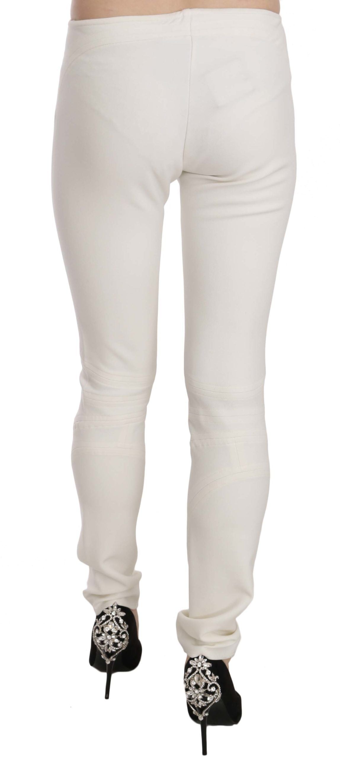 Just Cavalli White Mid Waist Skinny Dress Trousers Women's Pants
