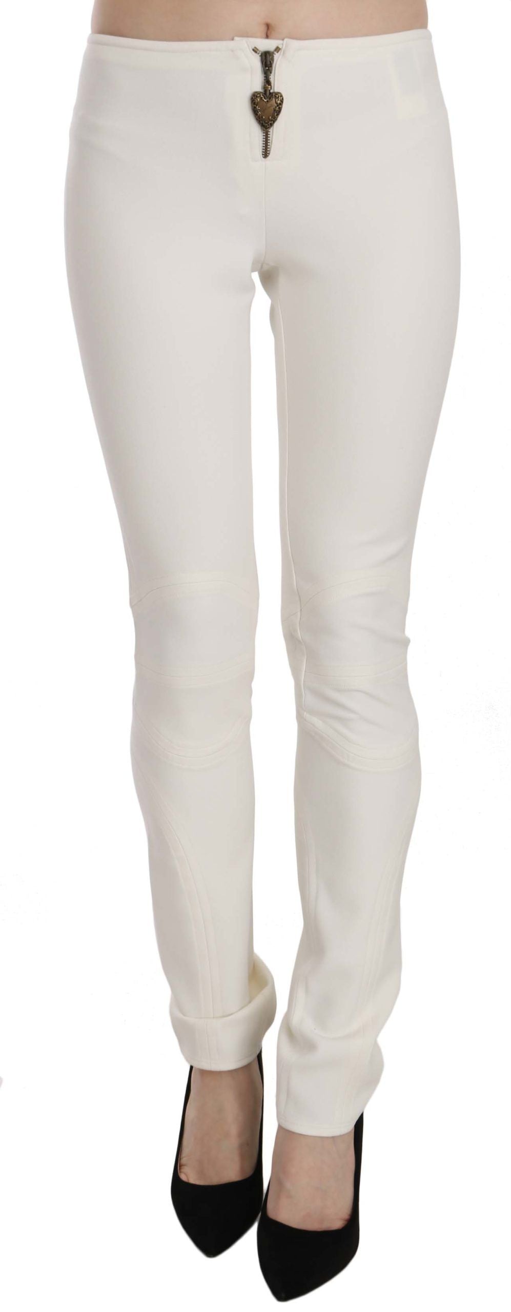 Just Cavalli White Mid Waist Skinny Dress Trousers Women's Pants