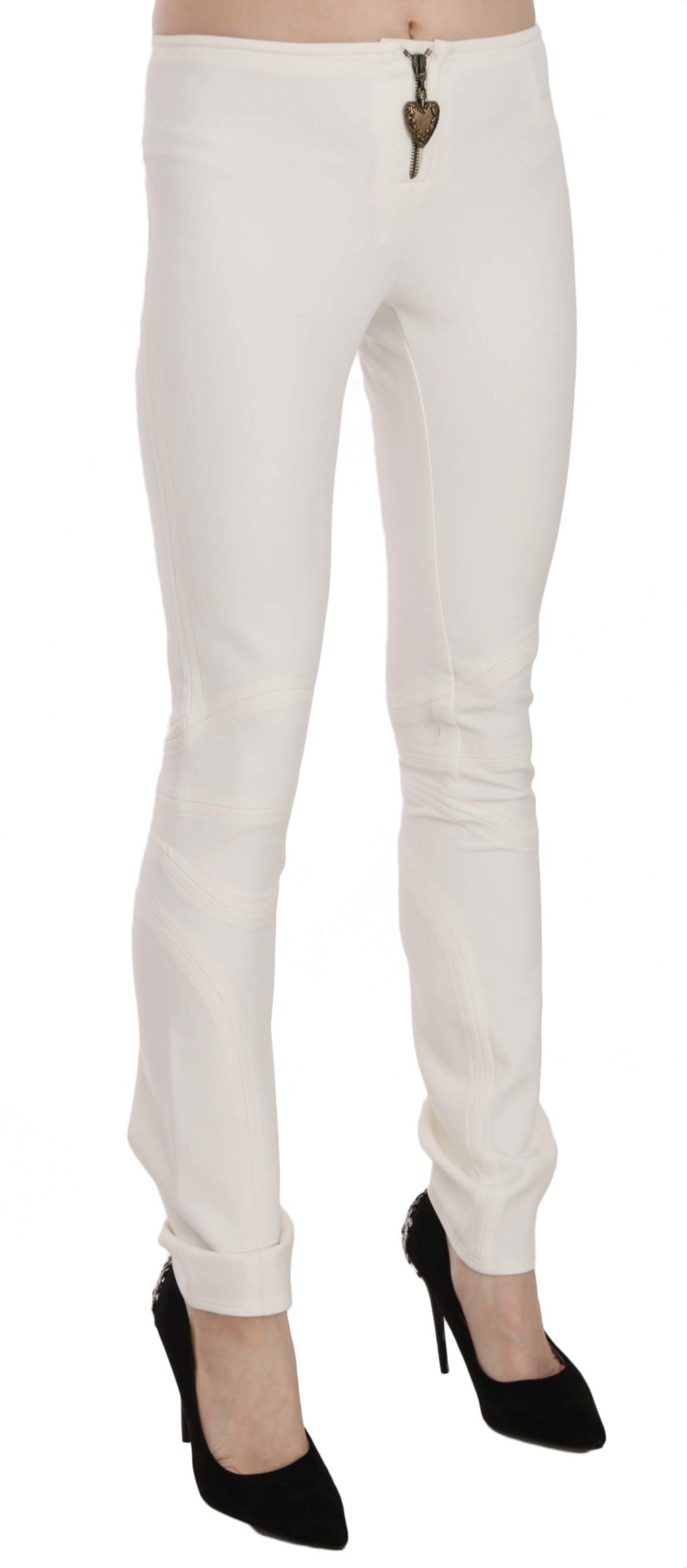 Just Cavalli White Mid Waist Skinny Dress Trousers Women's Pants