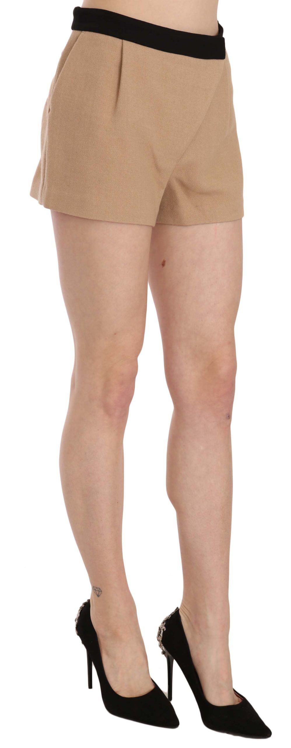 Costume National Women'ss Beige Cotton Mid Waist Mini Women's Short