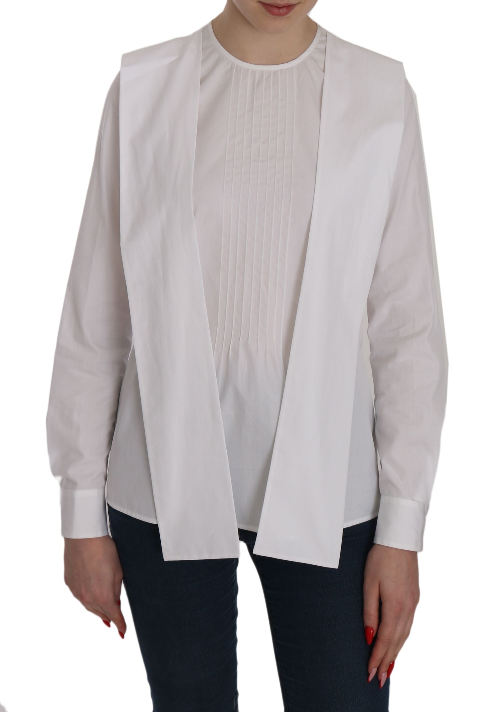 Dsquared² White Crew Neck Long Sleeve Cotton Women's Blouse