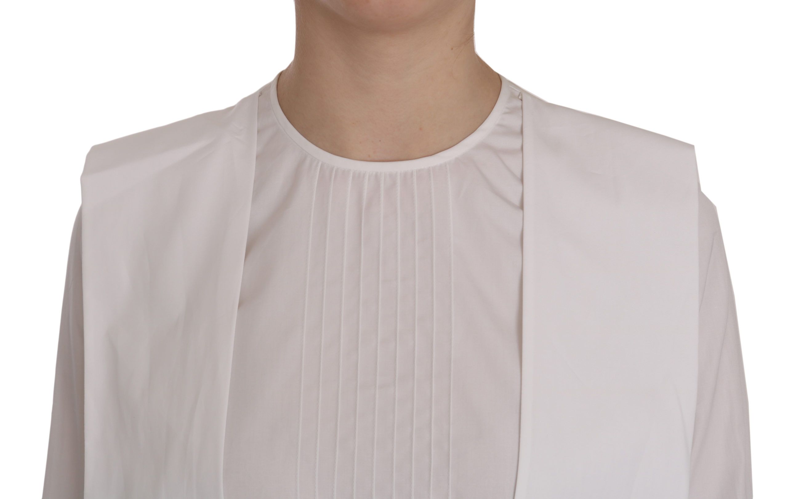 Dsquared² White Crew Neck Long Sleeve Cotton Women's Blouse