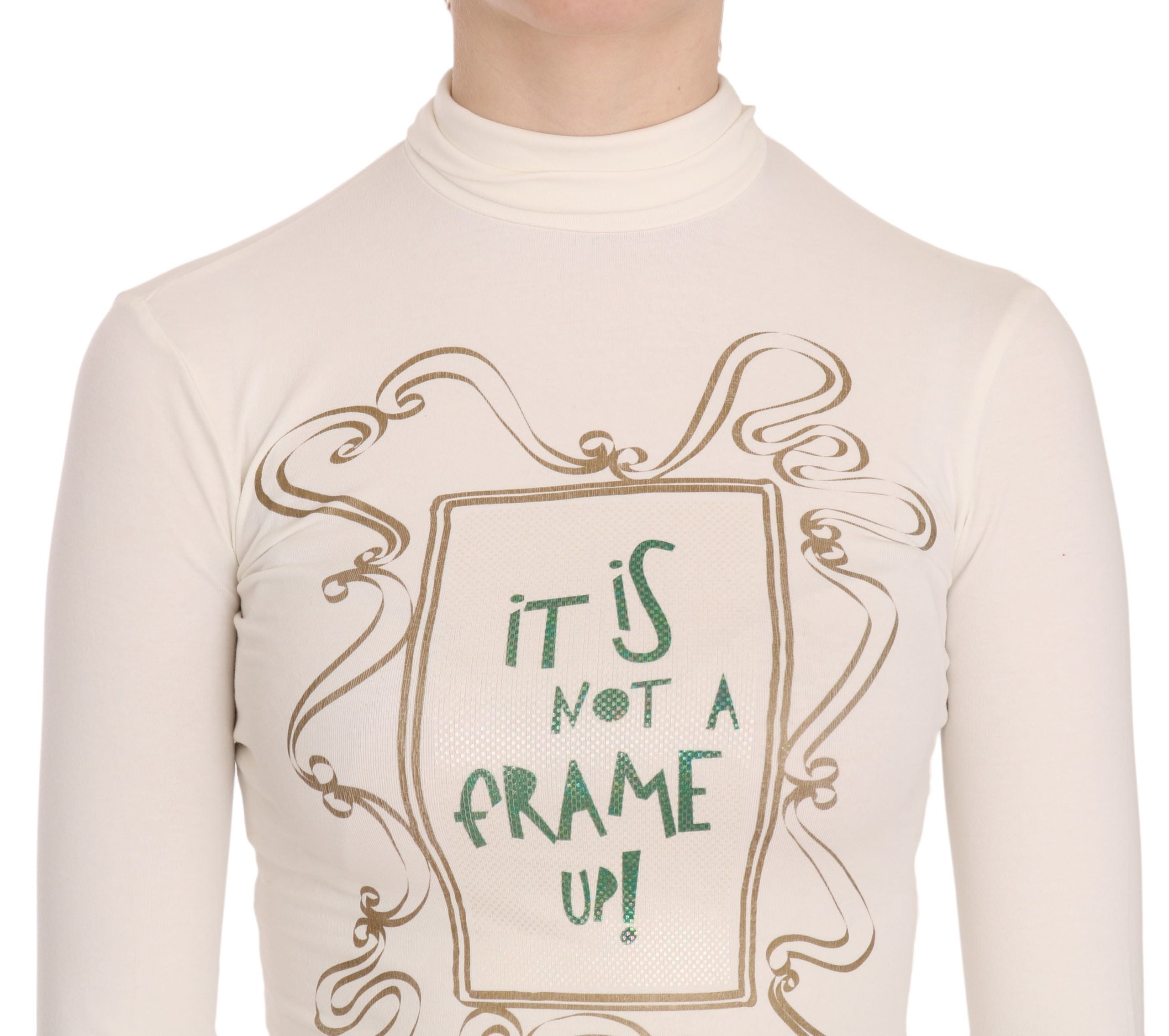 Exte Elegant White Long Sleeve Crew Neck Women's Top