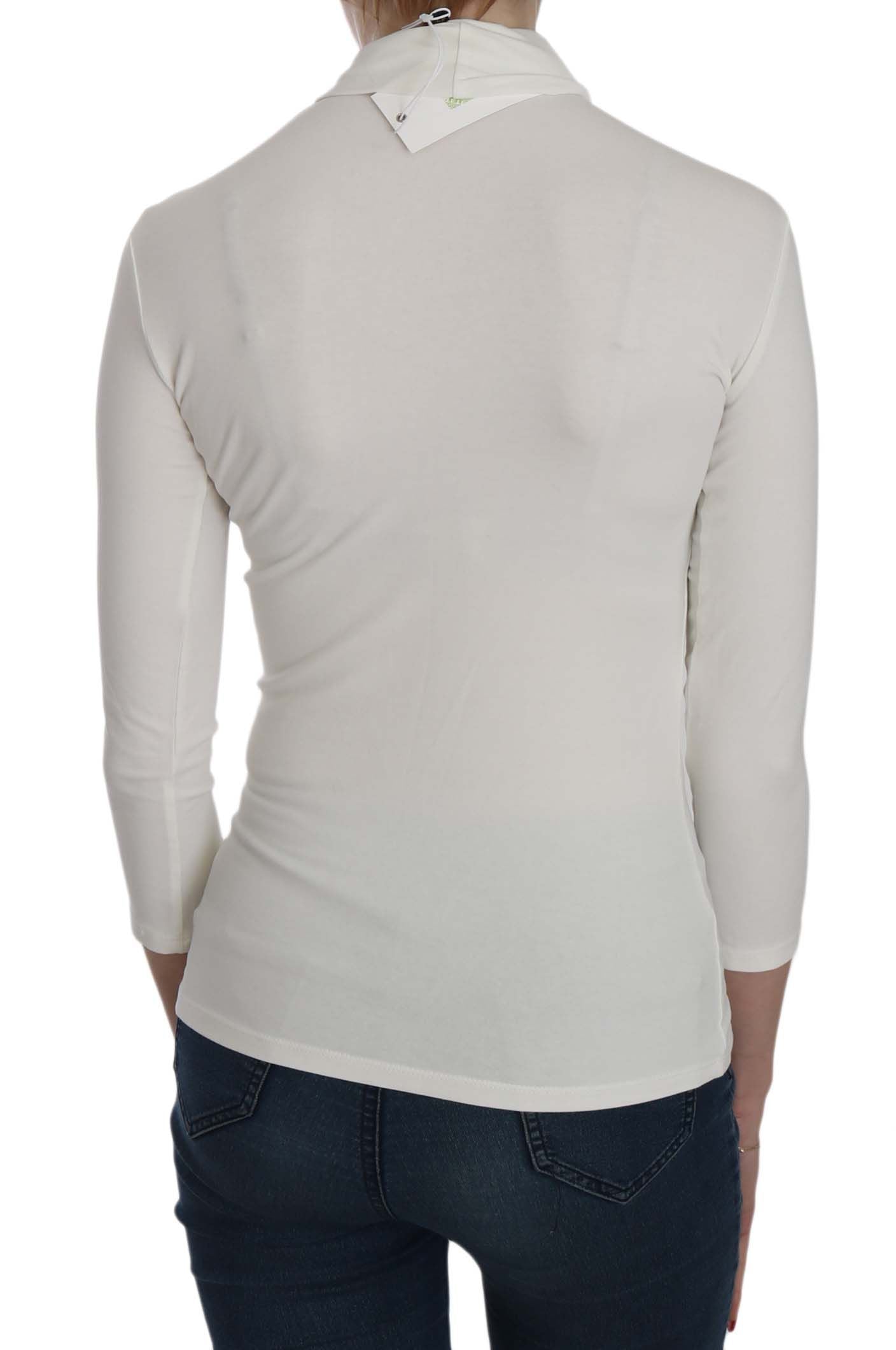 Exte Chic White Printed Turtle Neck Women's Blouse