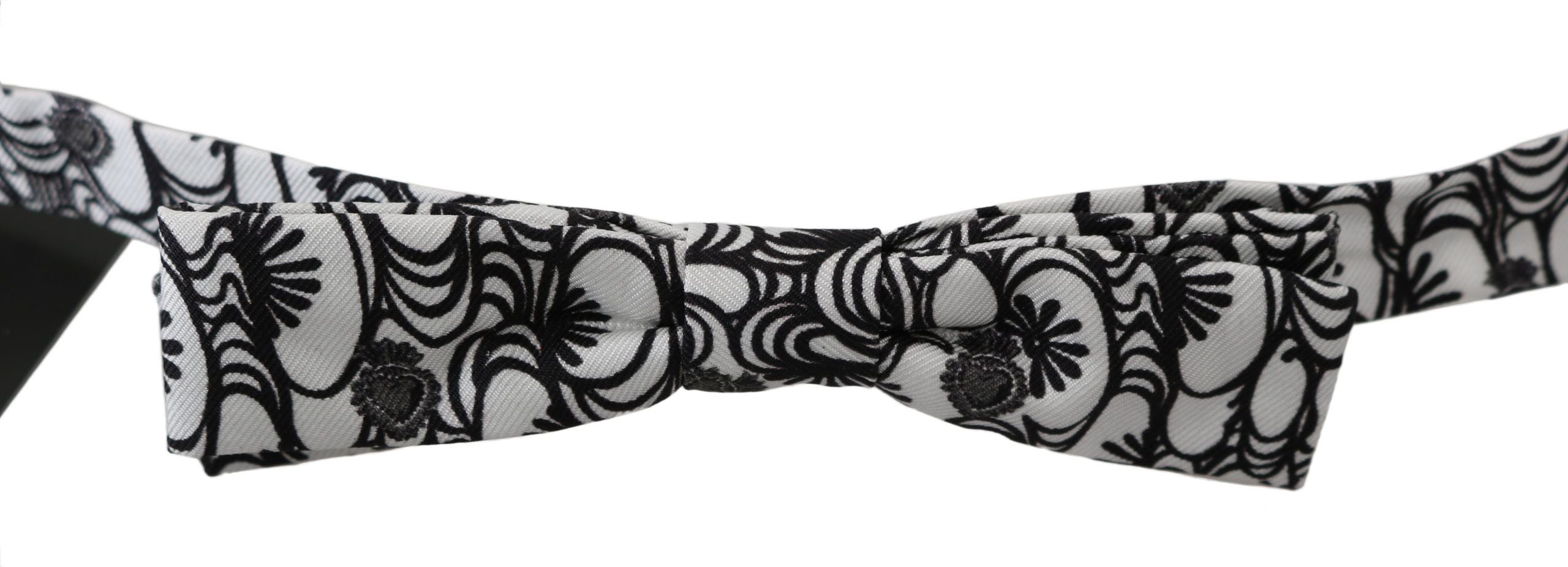 Dolce & Gabbana White Pattern Silk Adjustable Neck Papillon Men's Tie