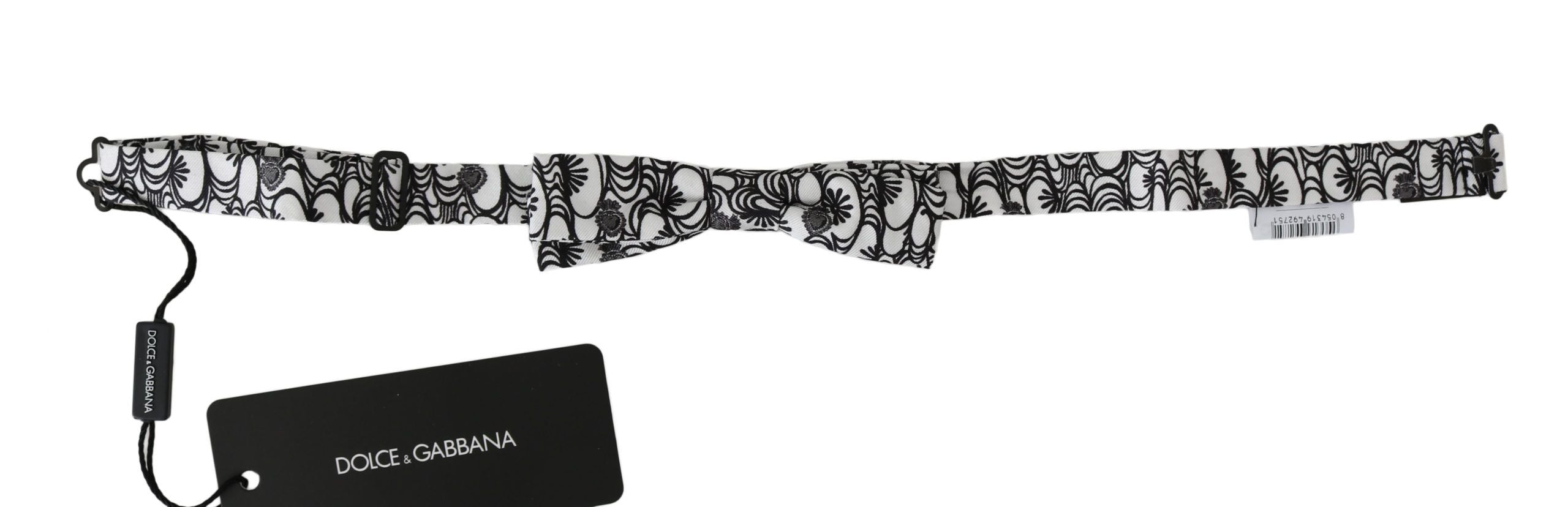 Dolce & Gabbana White Pattern Silk Adjustable Neck Papillon Men's Tie