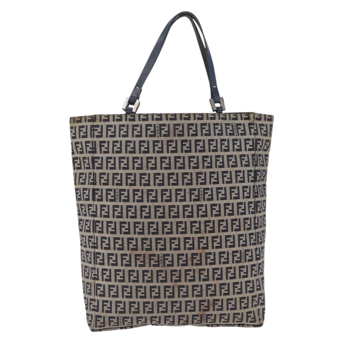 Fendi Vintage Shopping Zucchino Canvas Navy Canvas Tote Bag Bag (Pre-Owned)