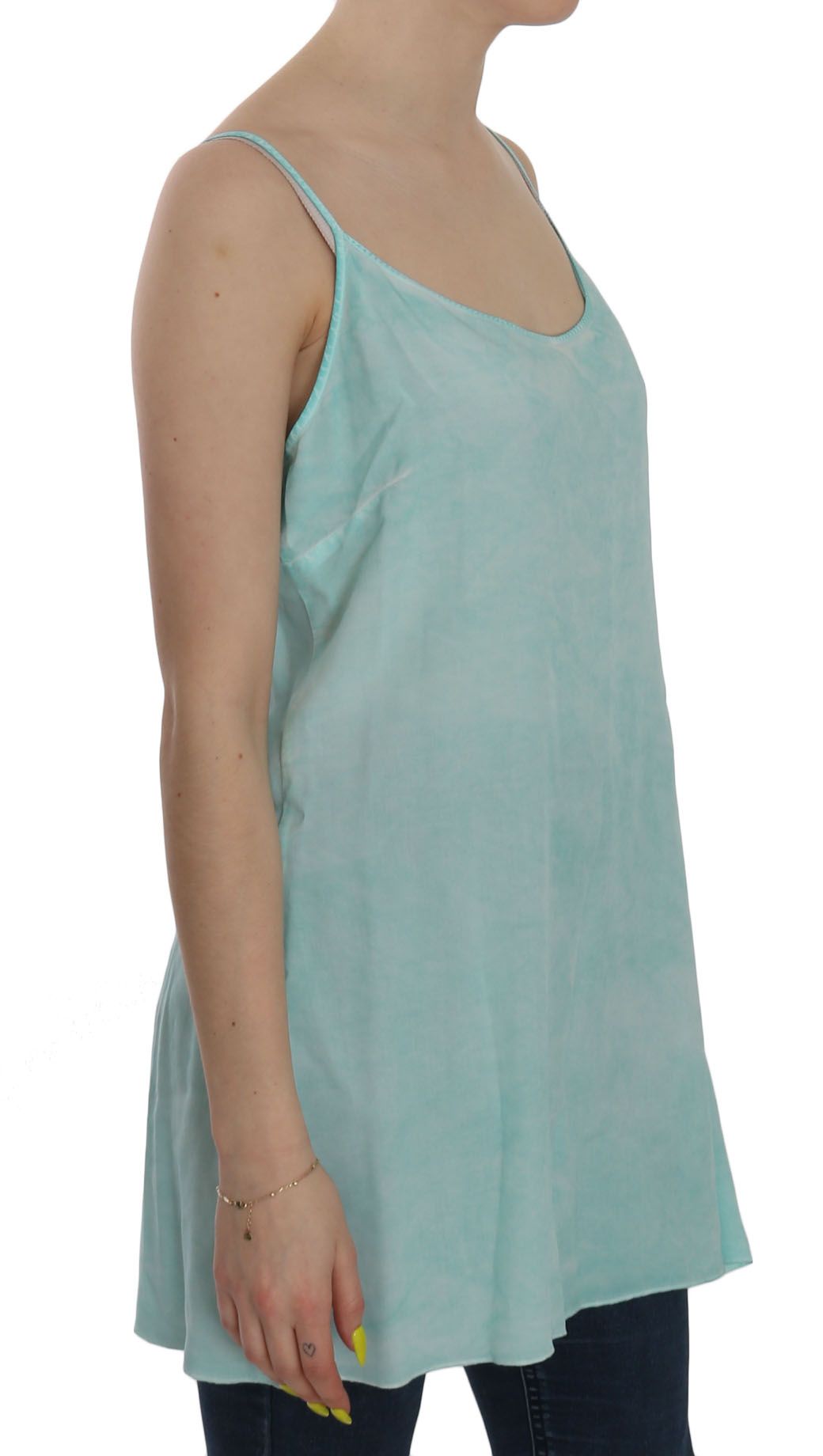 Ermanno Scervino Blue Sleeveless Spaghetti Dress Women's Blouse