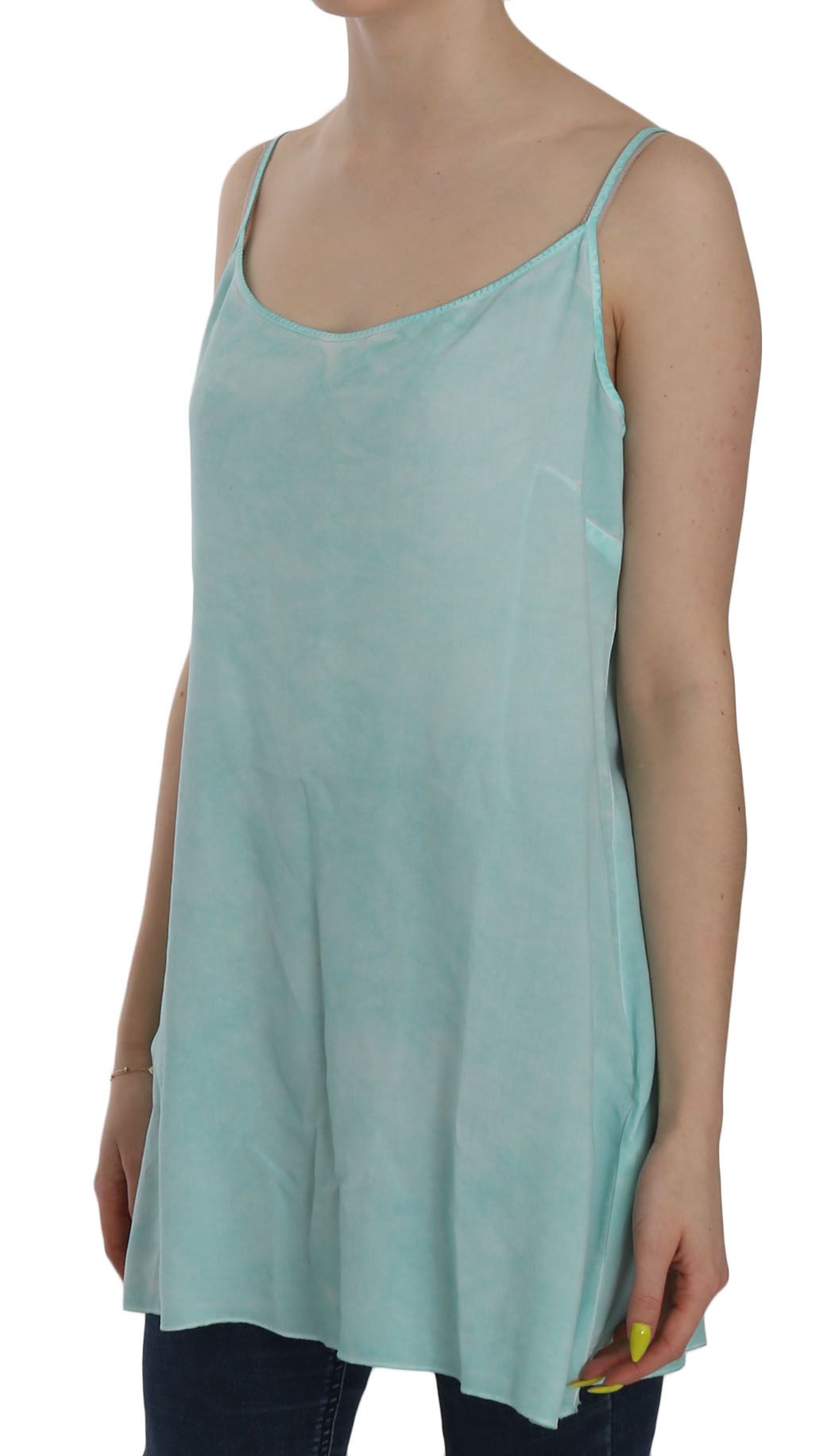 Ermanno Scervino Blue Sleeveless Spaghetti Dress Women's Blouse