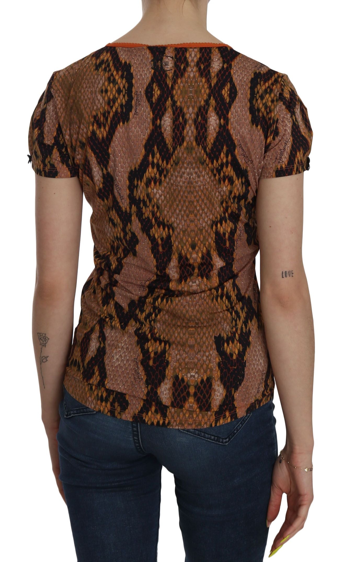 Just Cavalli Snake Skin Print Short Sleeve Top Women's T-shirt