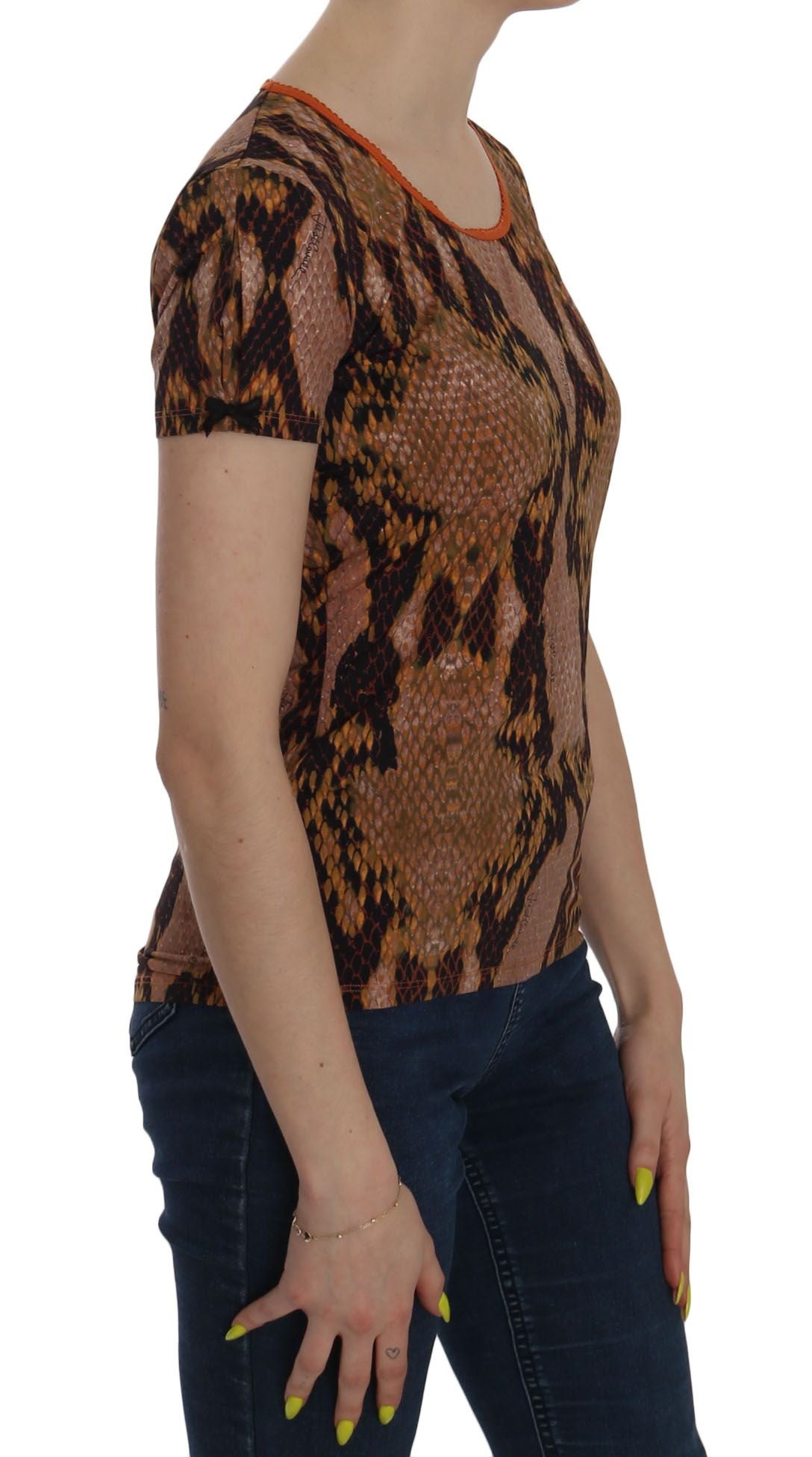 Just Cavalli Snake Skin Print Short Sleeve Top Women's T-shirt