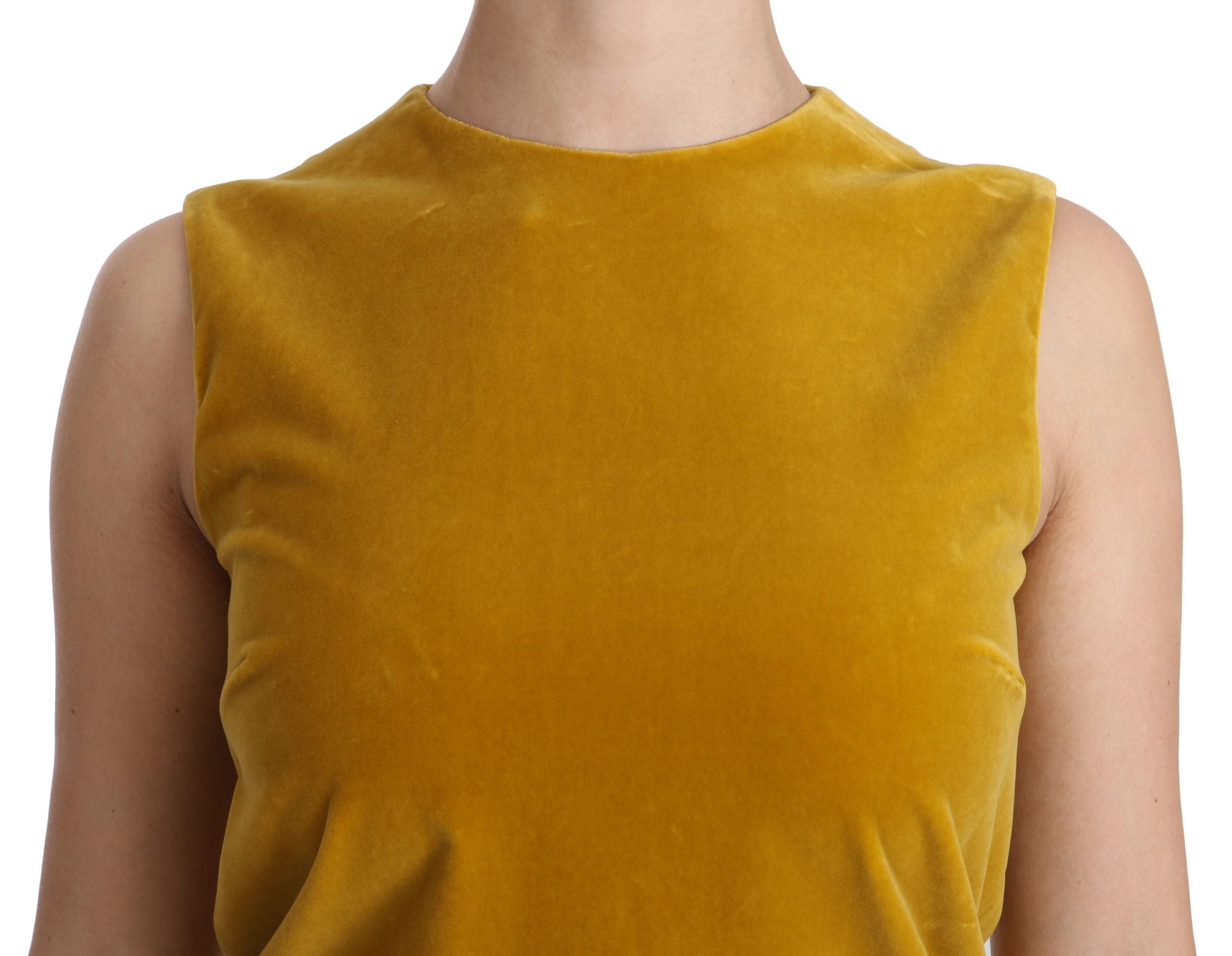 Dolce & Gabbana Mustard Velvet Stretch Shift Mini Women's Dress
