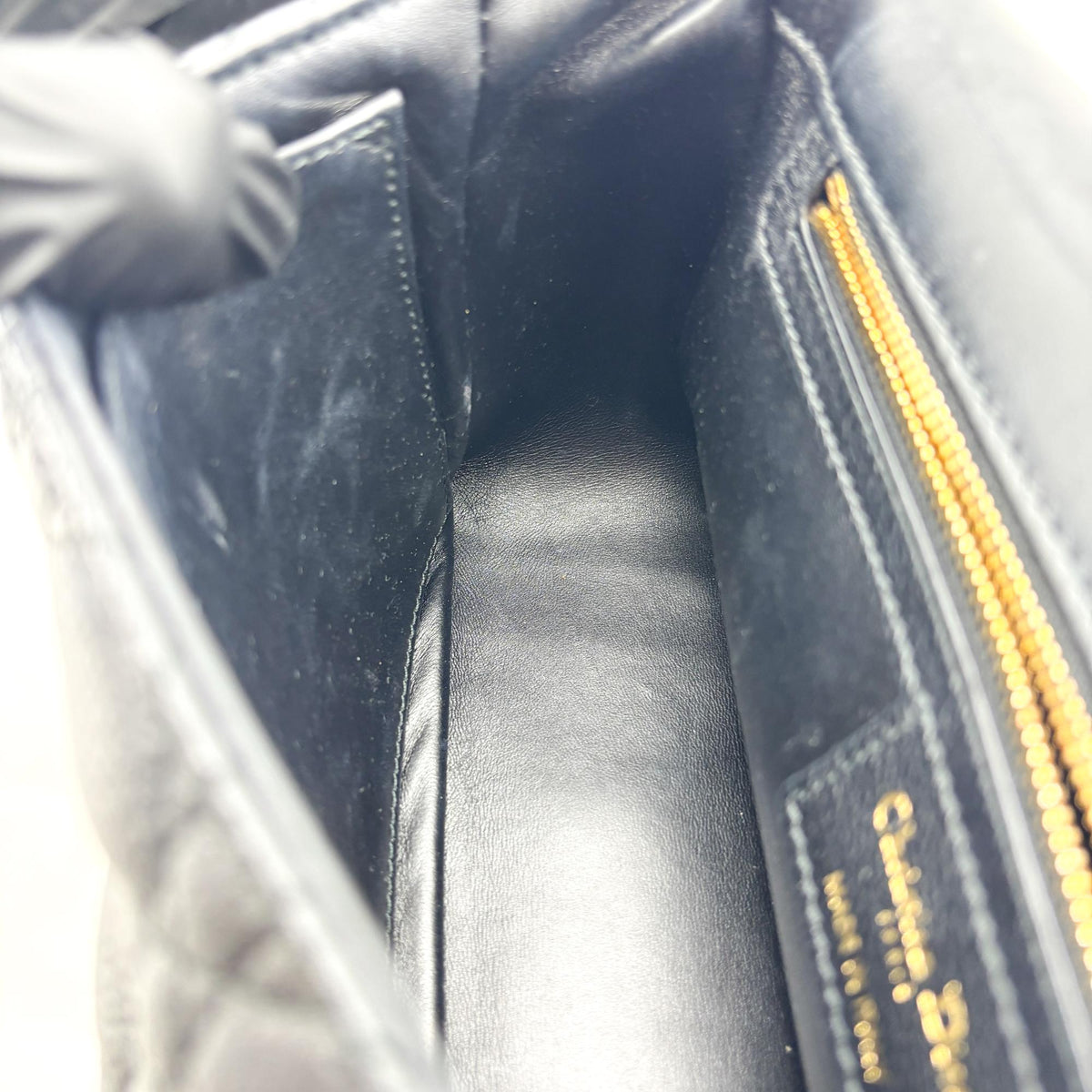 Christian Dior Caro Cannage Quilt Calfskin Black Leather Handbag (Pre-Owned)