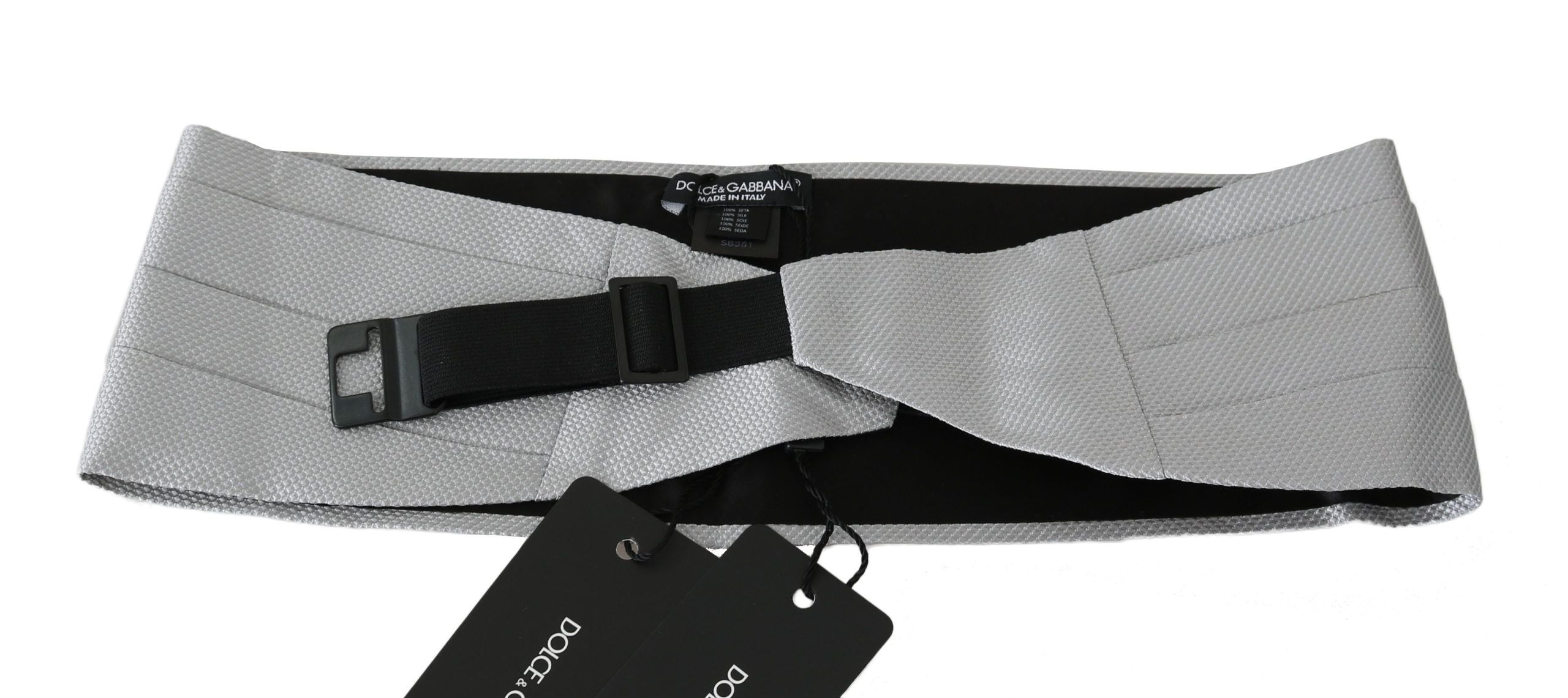 Dolce & Gabbana Gray Men Waist Belt 100% Silk Men's Cummerbund